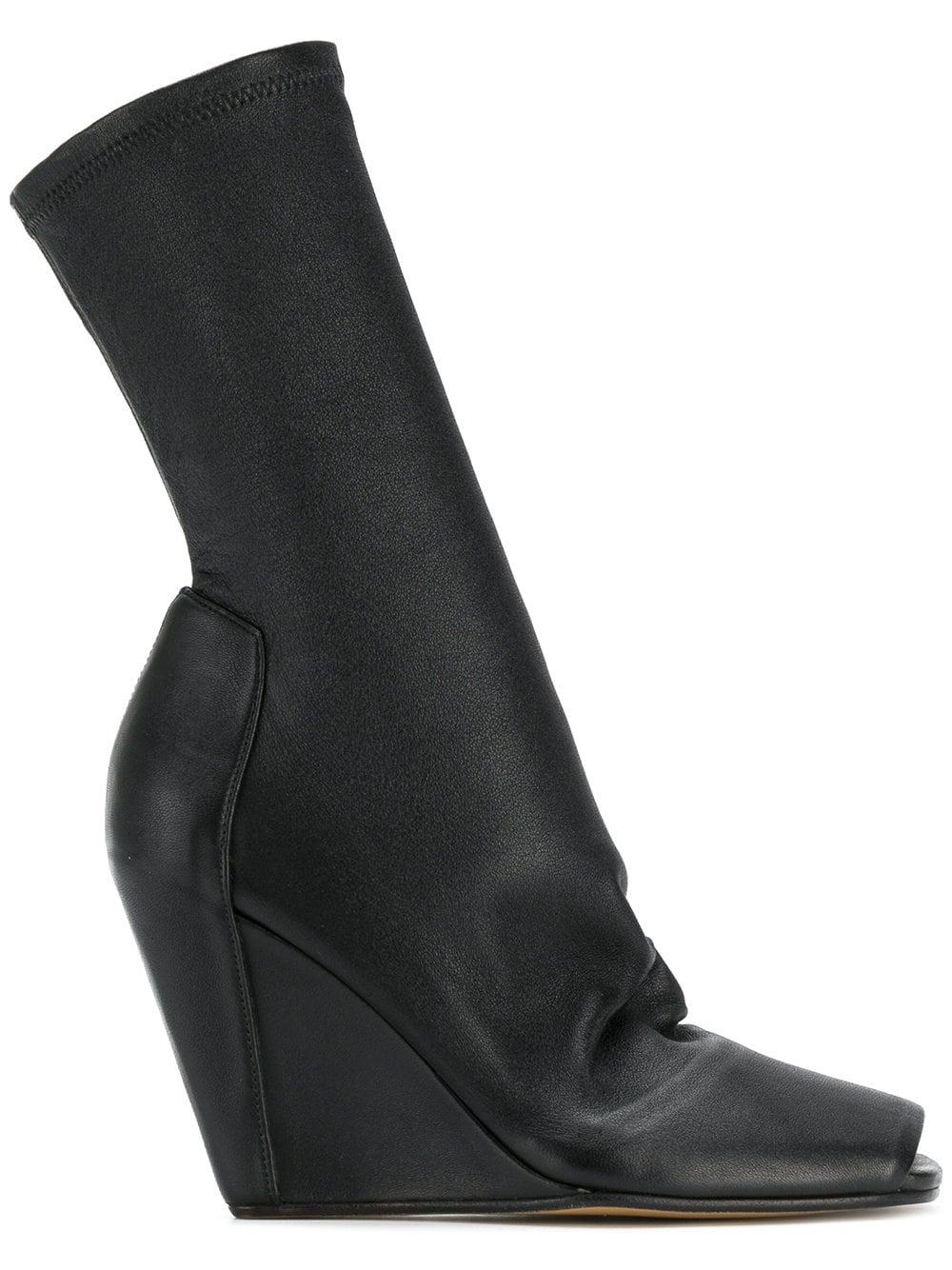 Rick Owens Leather Sock Wedge Ankle Boots in Black Lyst