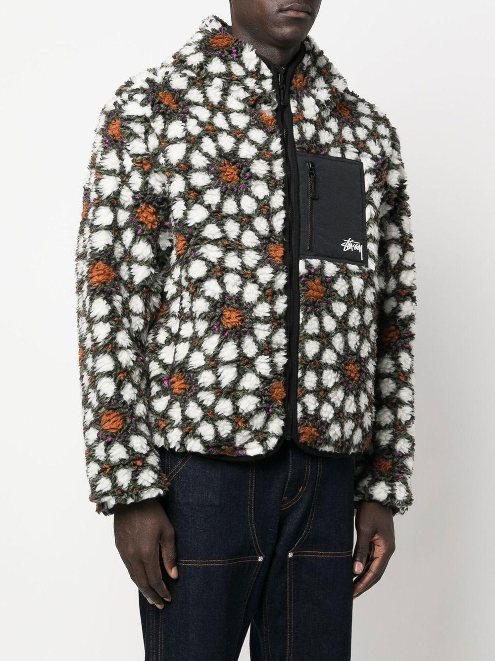 Stussy Floral-print Fleece Reversible Jacket in Black for Men | Lyst