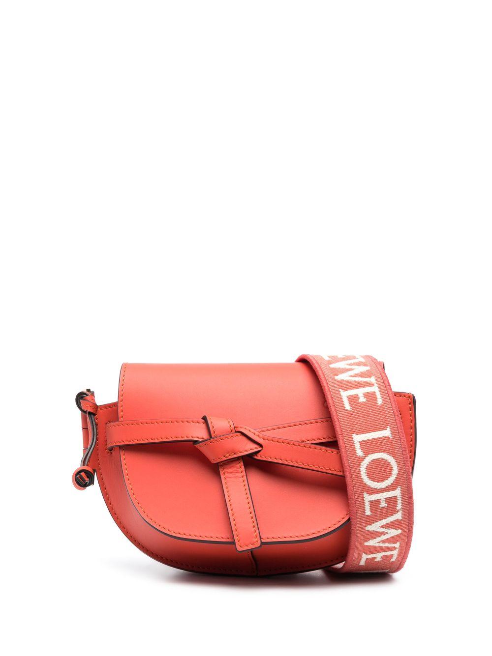 Gate Dual Mini Leather Shoulder Bag in Pink - Loewe