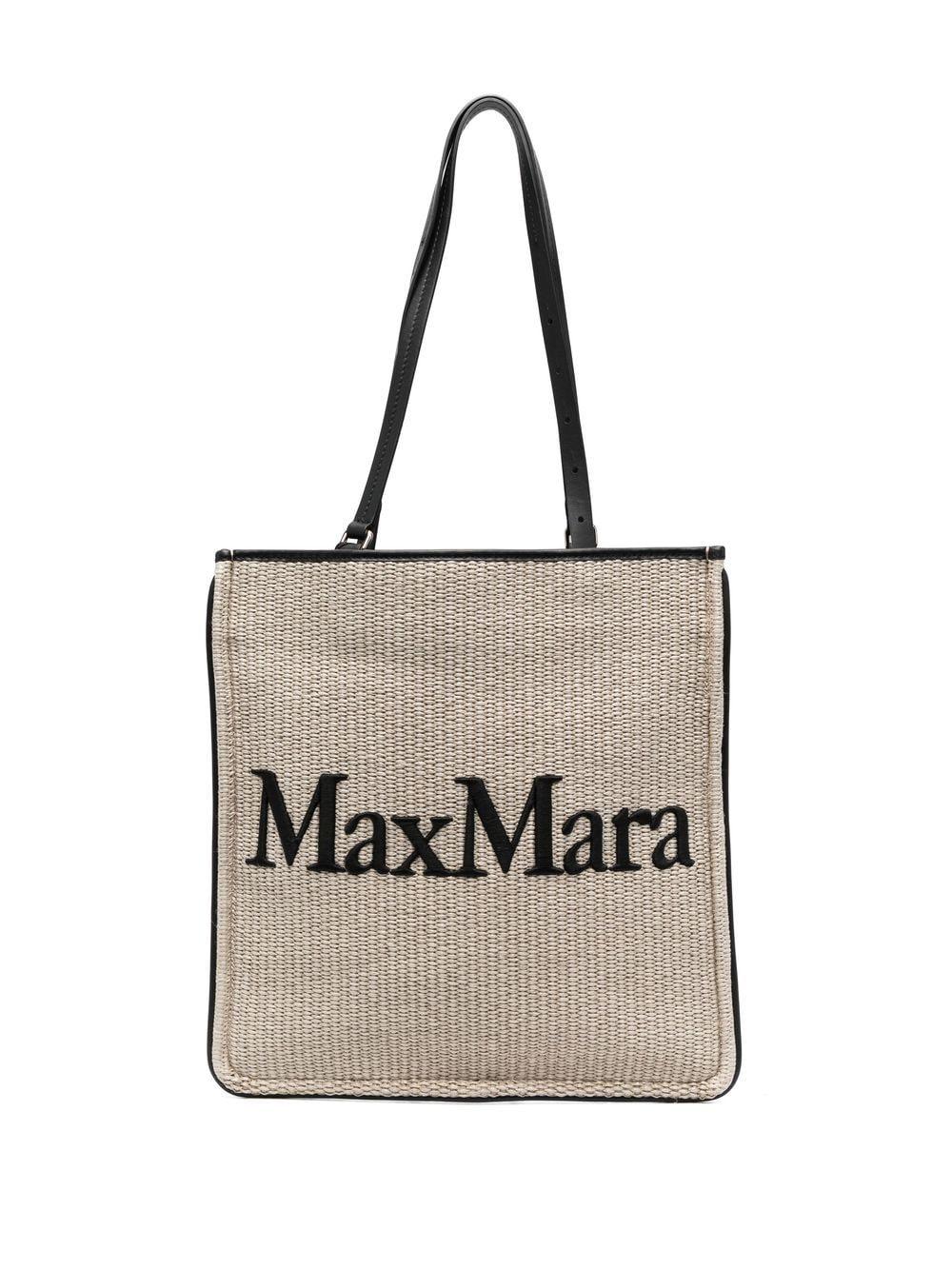 Max Mara Logo Shoulder Bag in White | Lyst