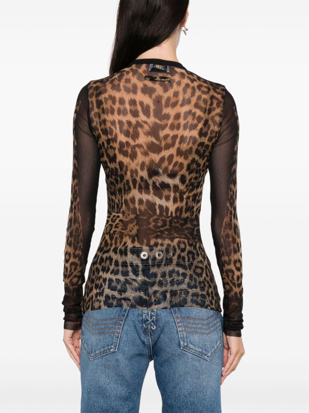 Jean Paul Gaultier Leopard Print Top in Black | Lyst