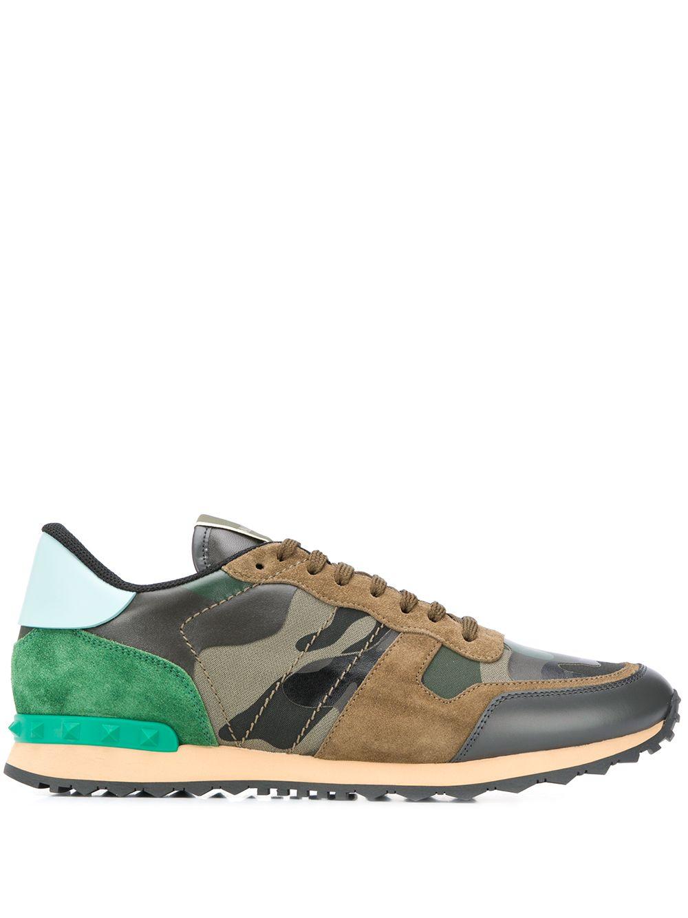 Valentino Garavani Leather Camouflage Rockrunner Sneakers in Green for Men  - Save 62% - Lyst