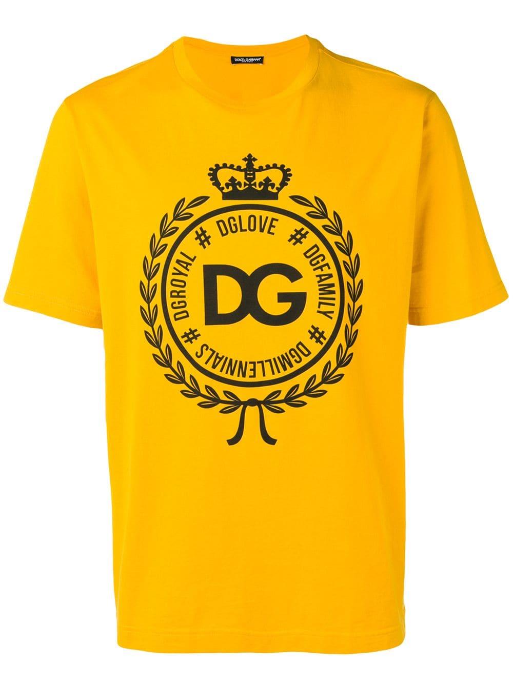 Dolce & Gabbana Logo Print T-shirt in Yellow for Men - Lyst