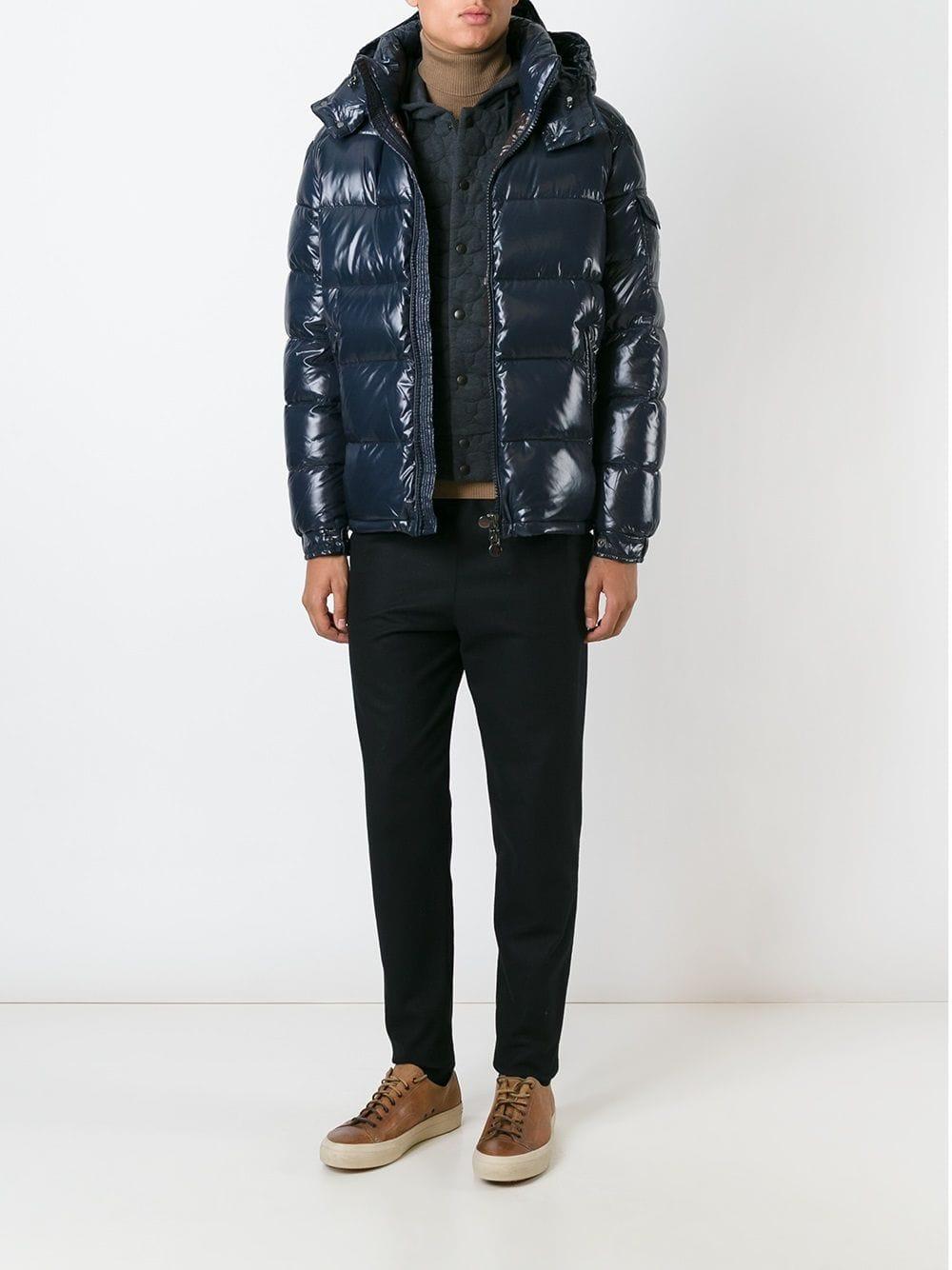 Moncler Maya Quilted Glossed-shell Hooded Down Jacket in Blue for Men | Lyst