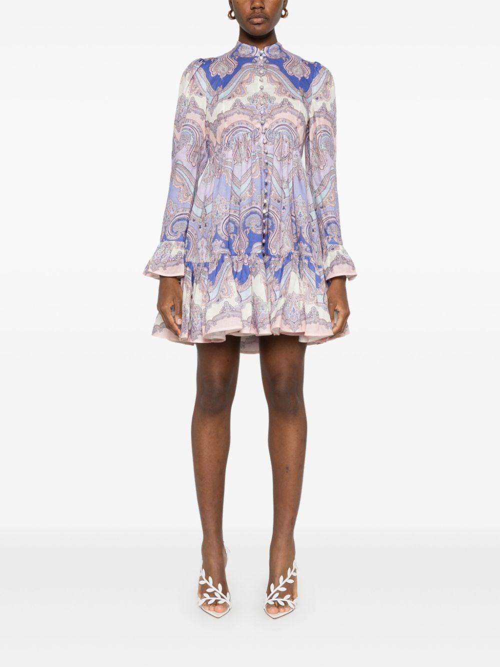 Zimmermann Maxine Printed Linen Mini Dress in Blue | Lyst