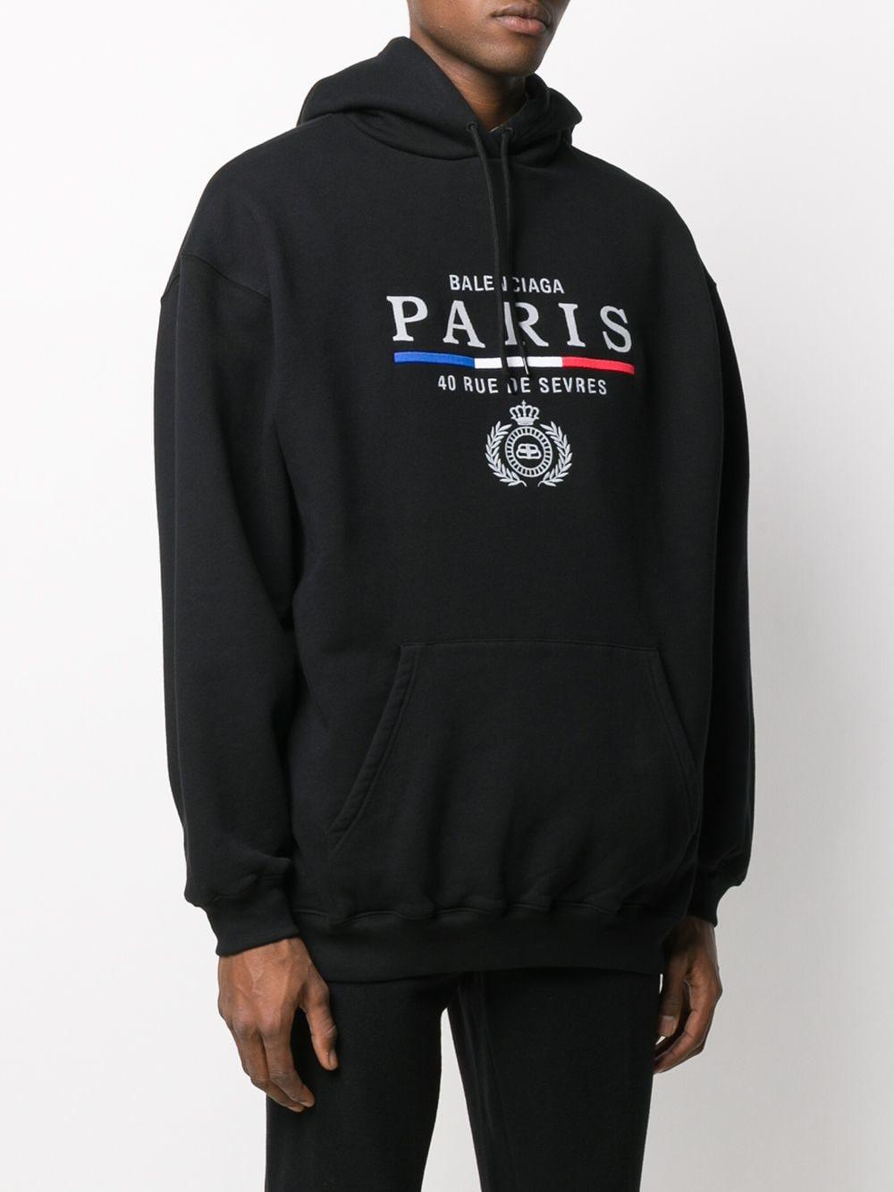 Balenciaga Paris Flag Cotton Hoodie in Black for Men | Lyst