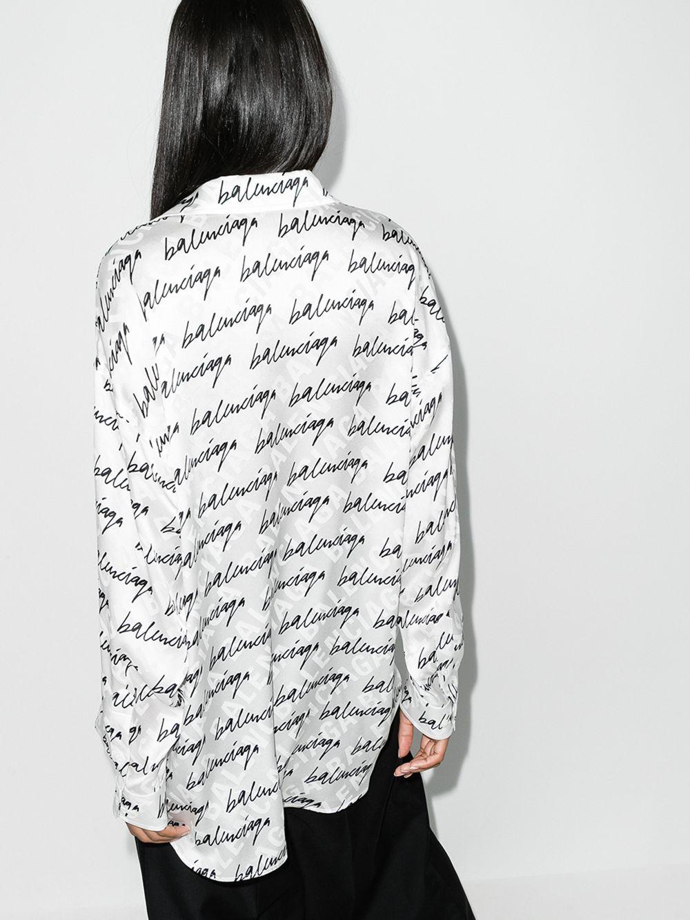Balenciaga Silk Shirt with All Over Logo