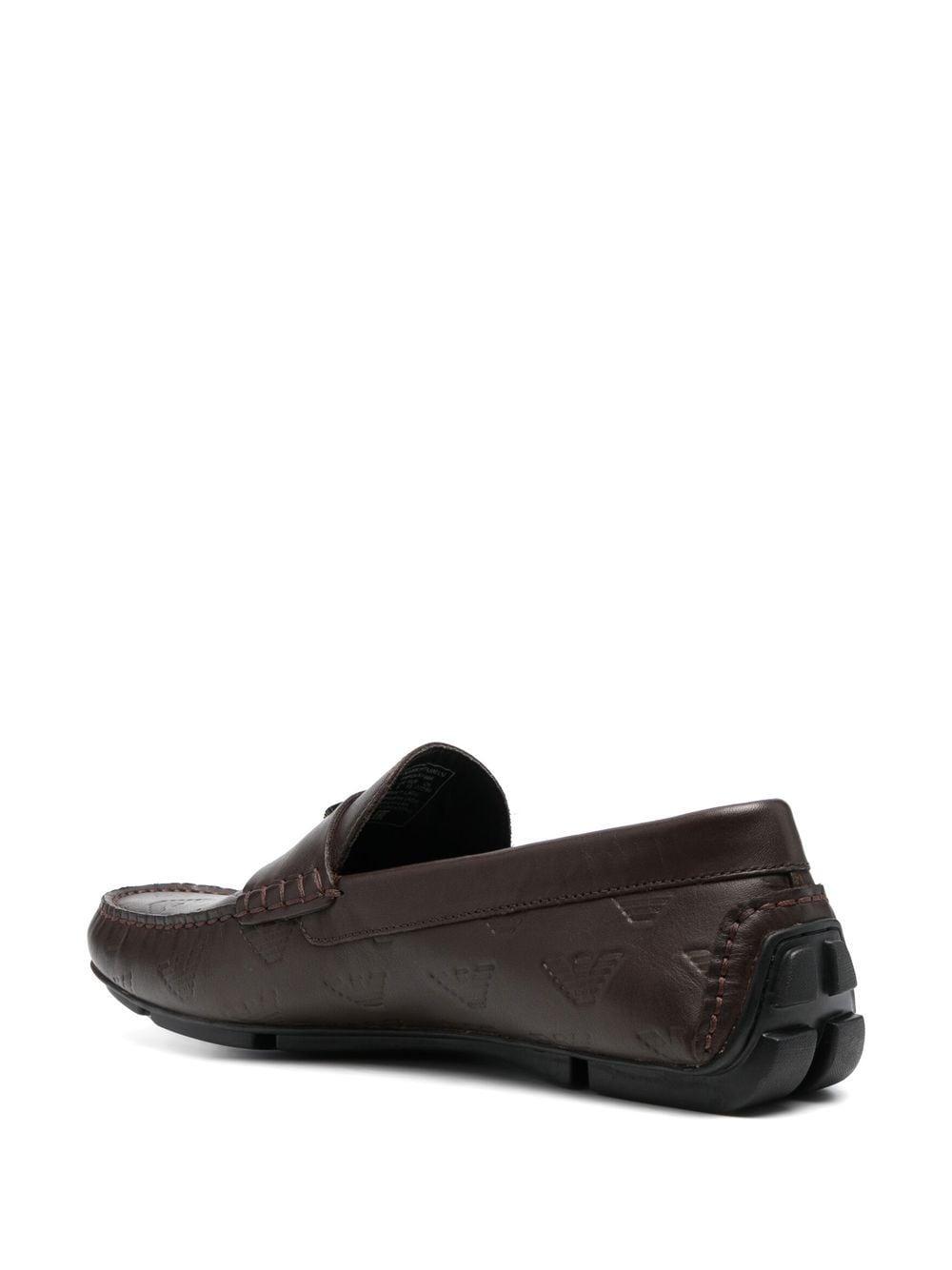 Emporio Armani Logo Embossed Loafers in Gray for Men | Lyst