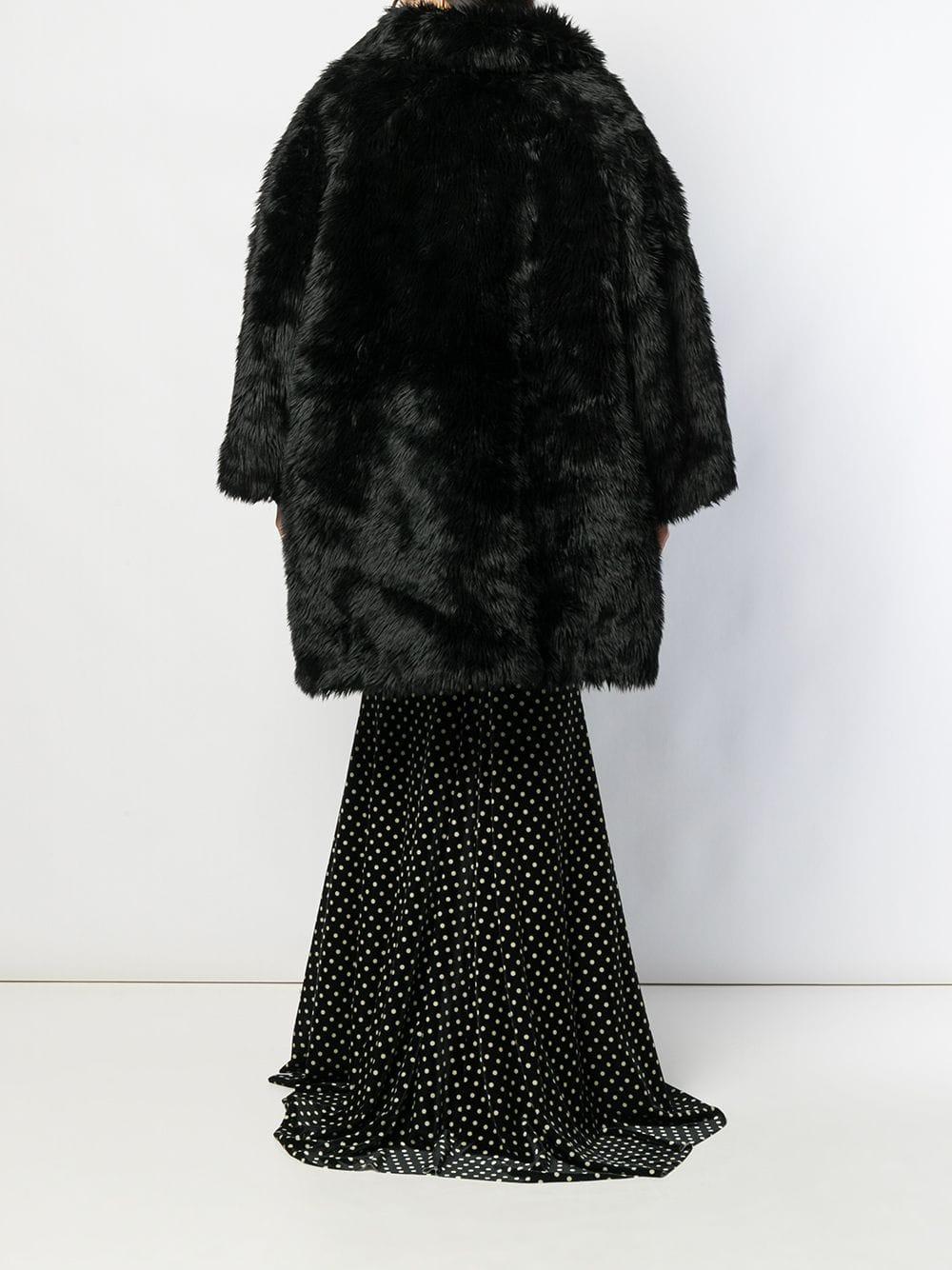 balenciaga black fur coat