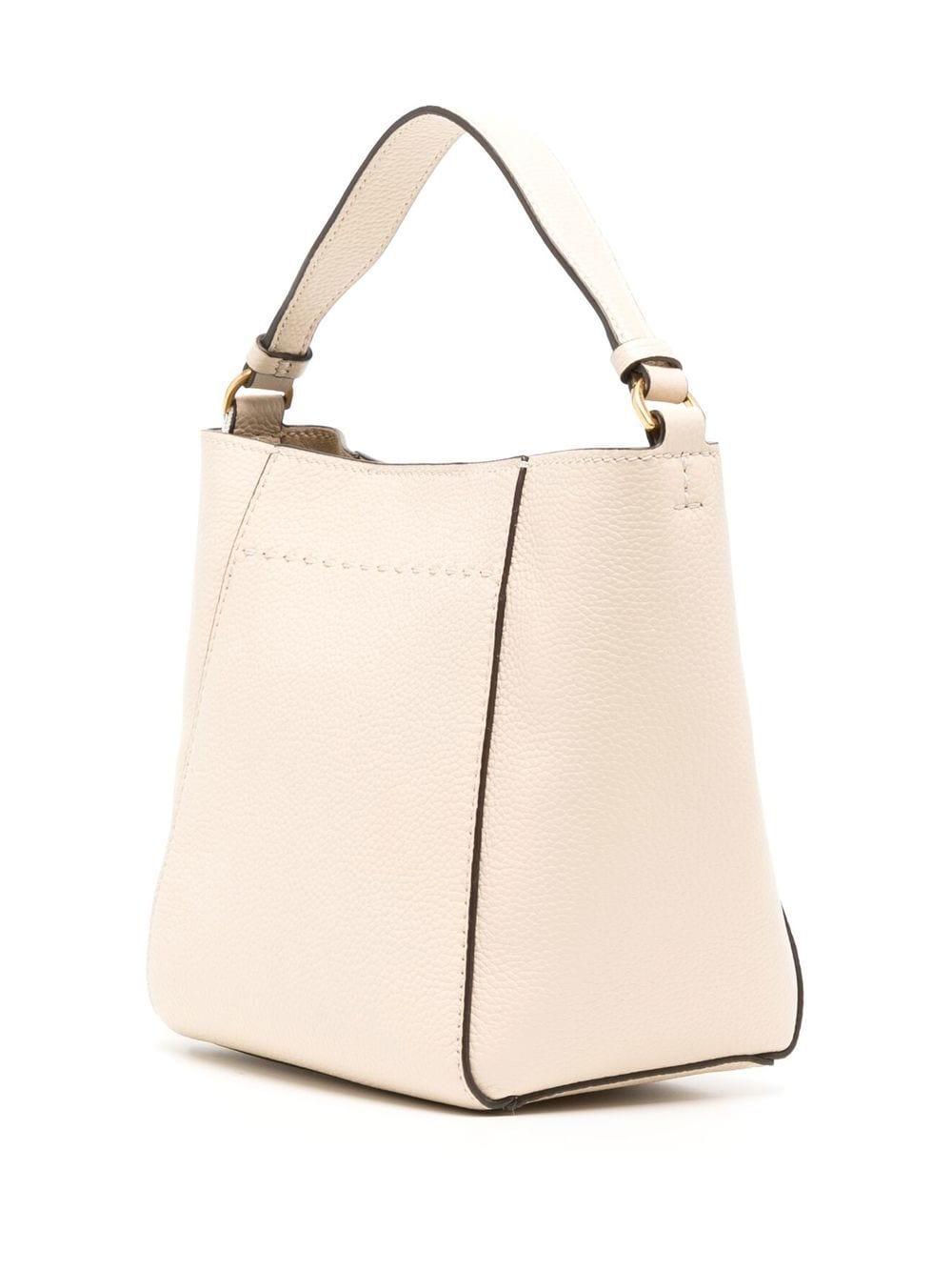 Tory Burch Small Mcgraw Leather Bucket Bag in Blanc