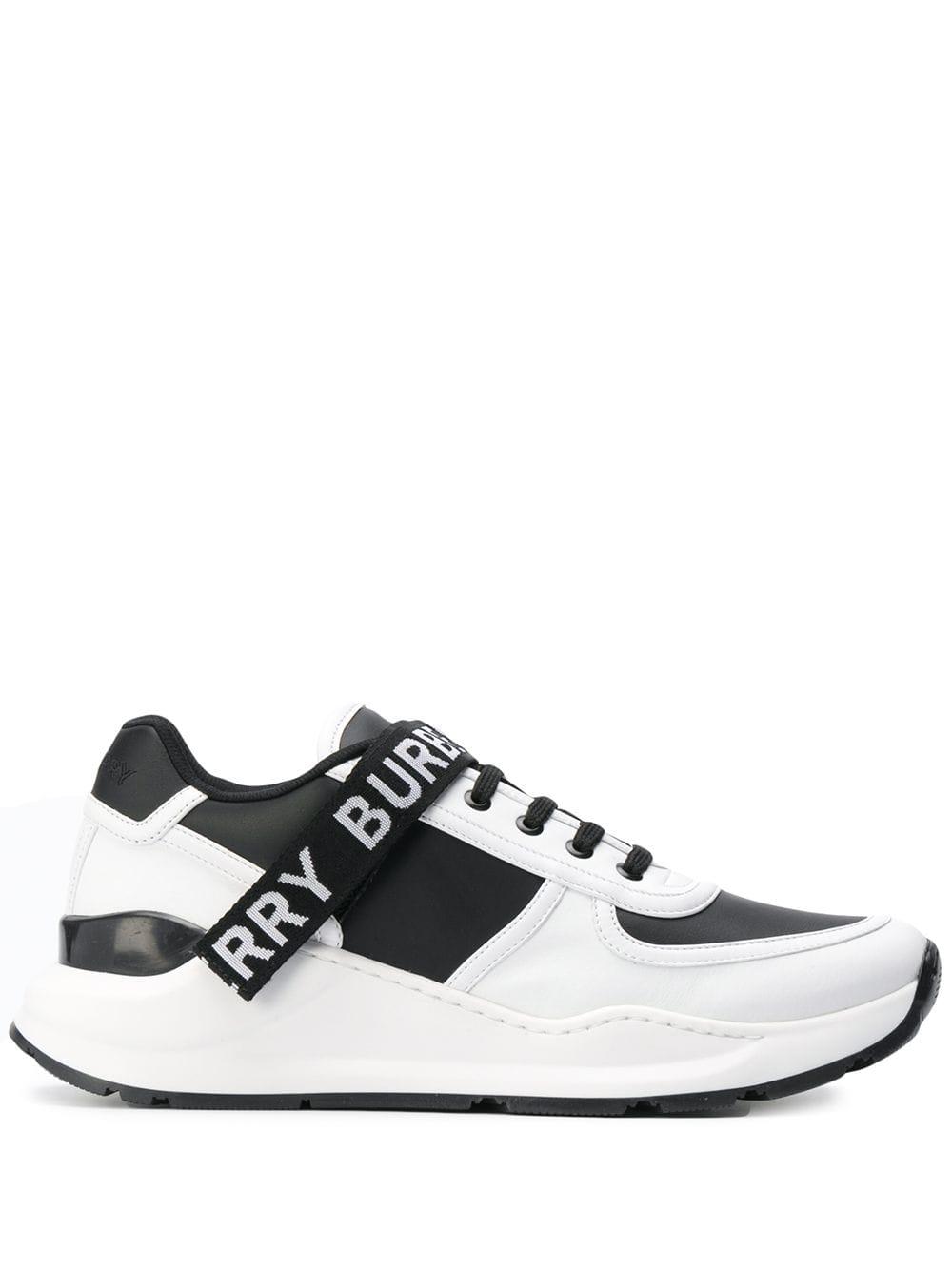 Burberry Logo Detail Leather And Nylon Sneakers in Black for Men 