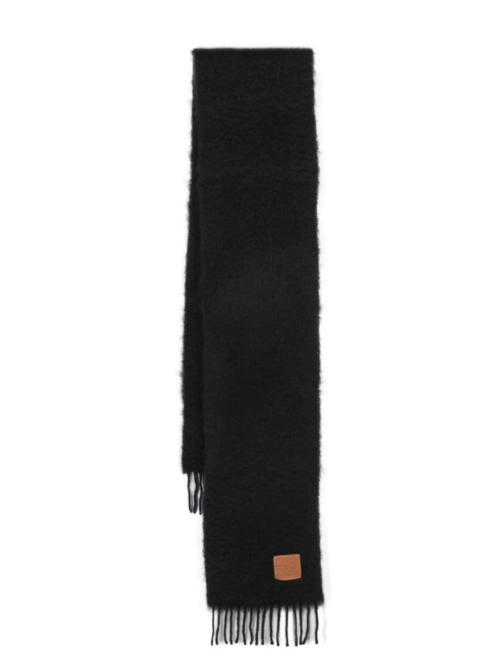 LOEWE Fringed intarsia wool and cashmere-blend scarf