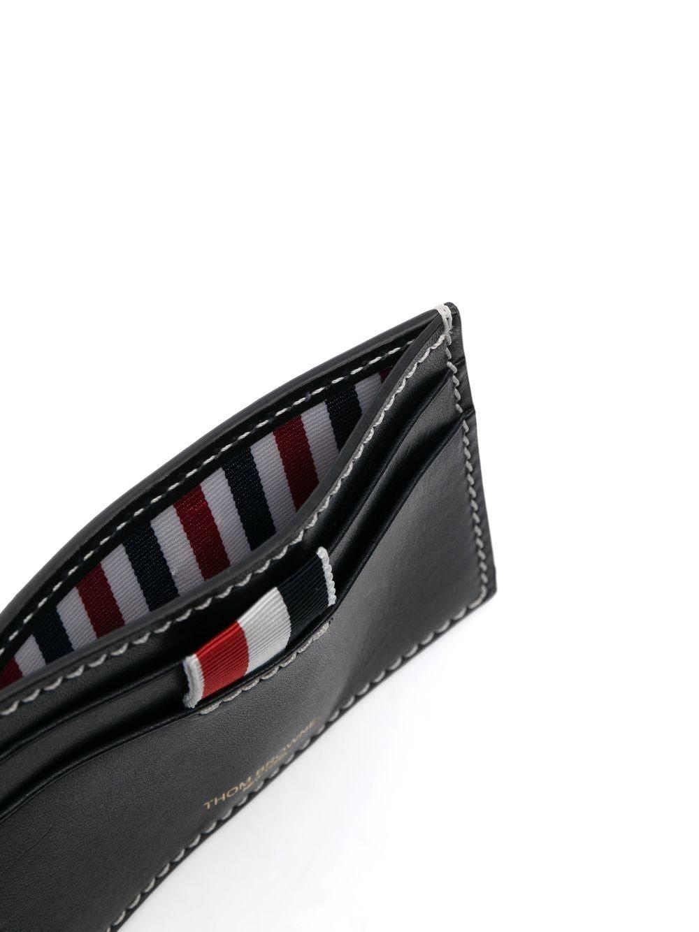 Thom Browne Leather Single Credit Card Case in Black | Lyst