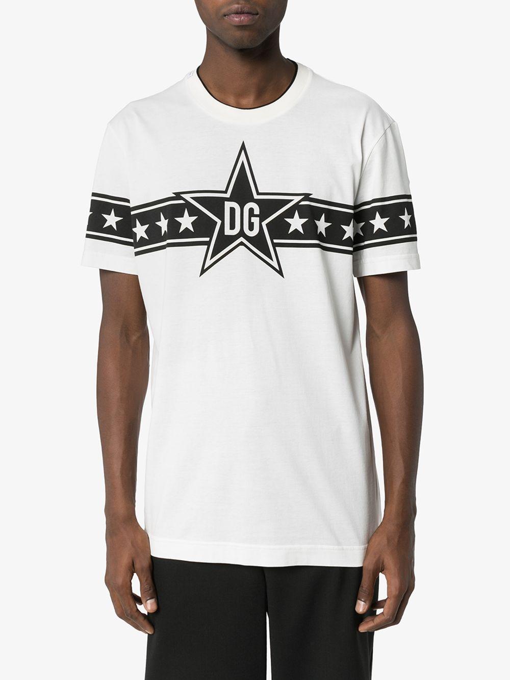 Dolce & Gabbana Cotton Dg Star Logo T-shirt in White for Men - Lyst