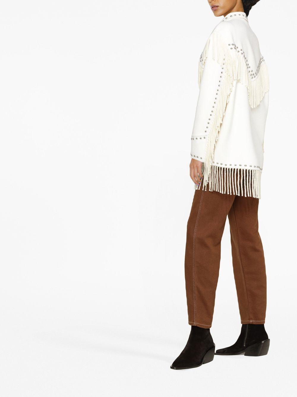 P.A.R.O.S.H. Studded Fringed Jacket in White | Lyst