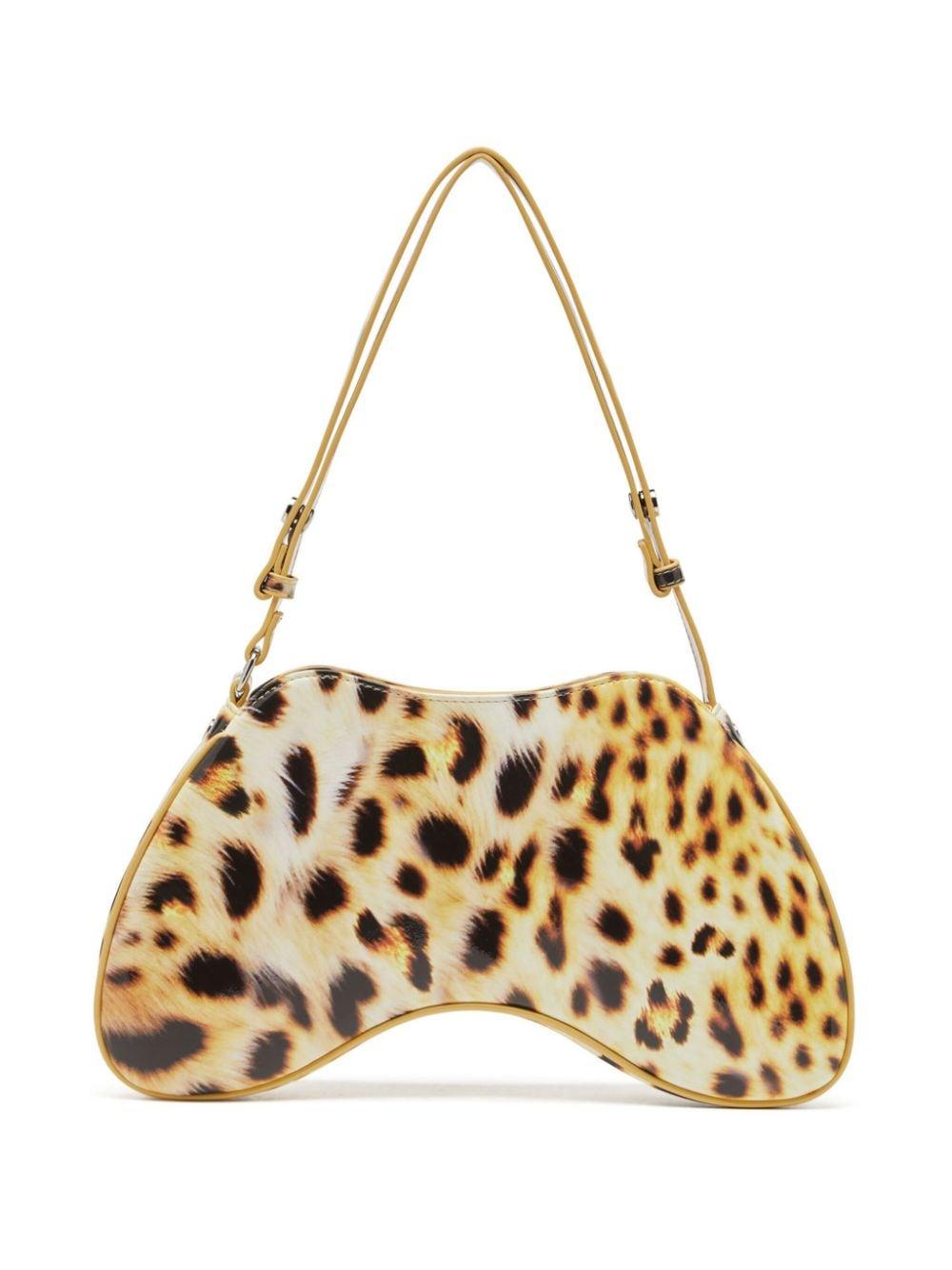 DIESEL Leopard Print Faux Leather Top-Handle Bag in White