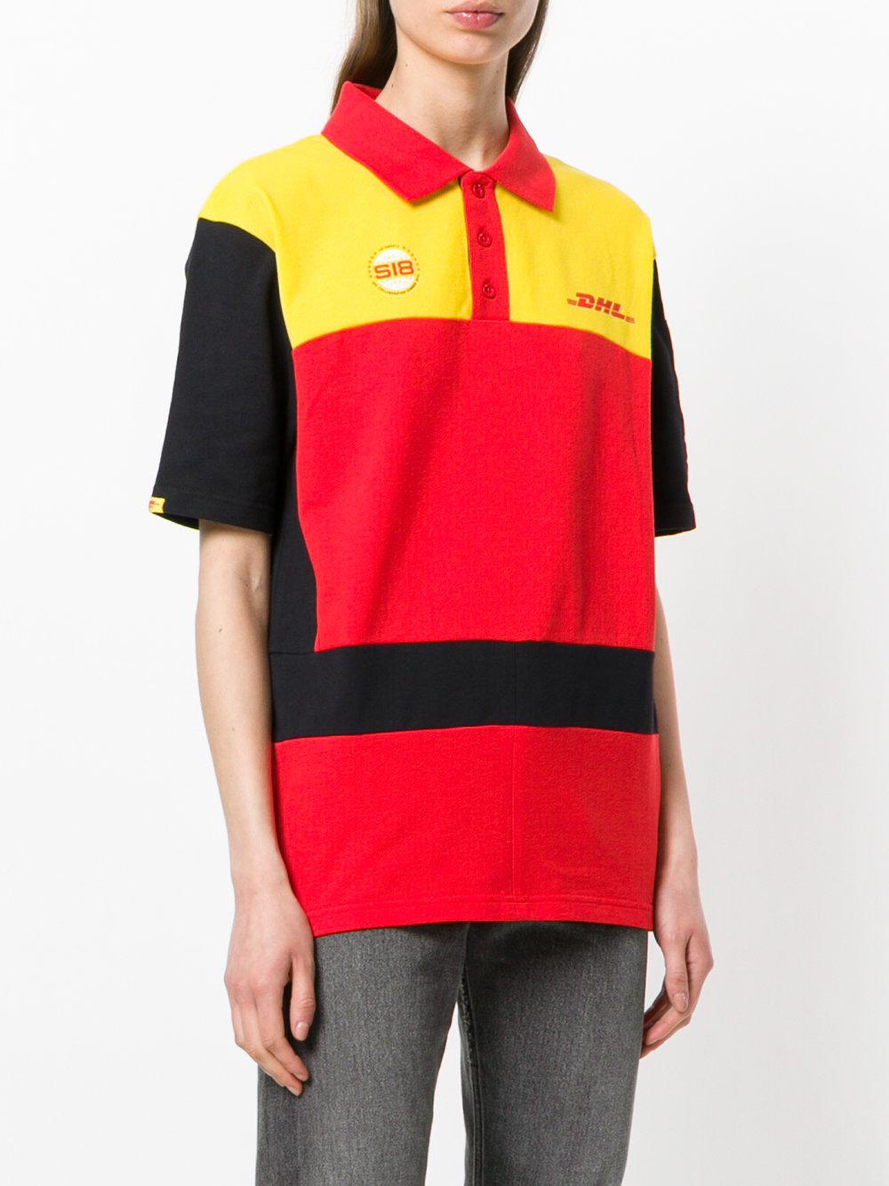 Vetements Dhl Logo Cotton Polo Shirt in Yellow | Lyst
