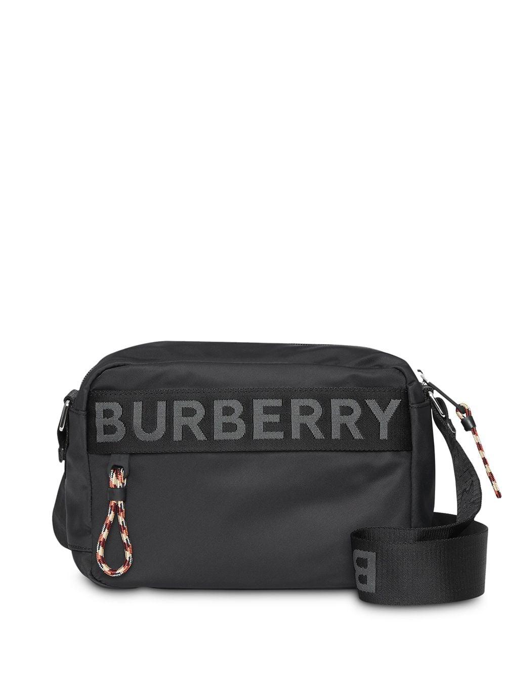 Burberry Men's Shield Check Nylon Crossbody Bag