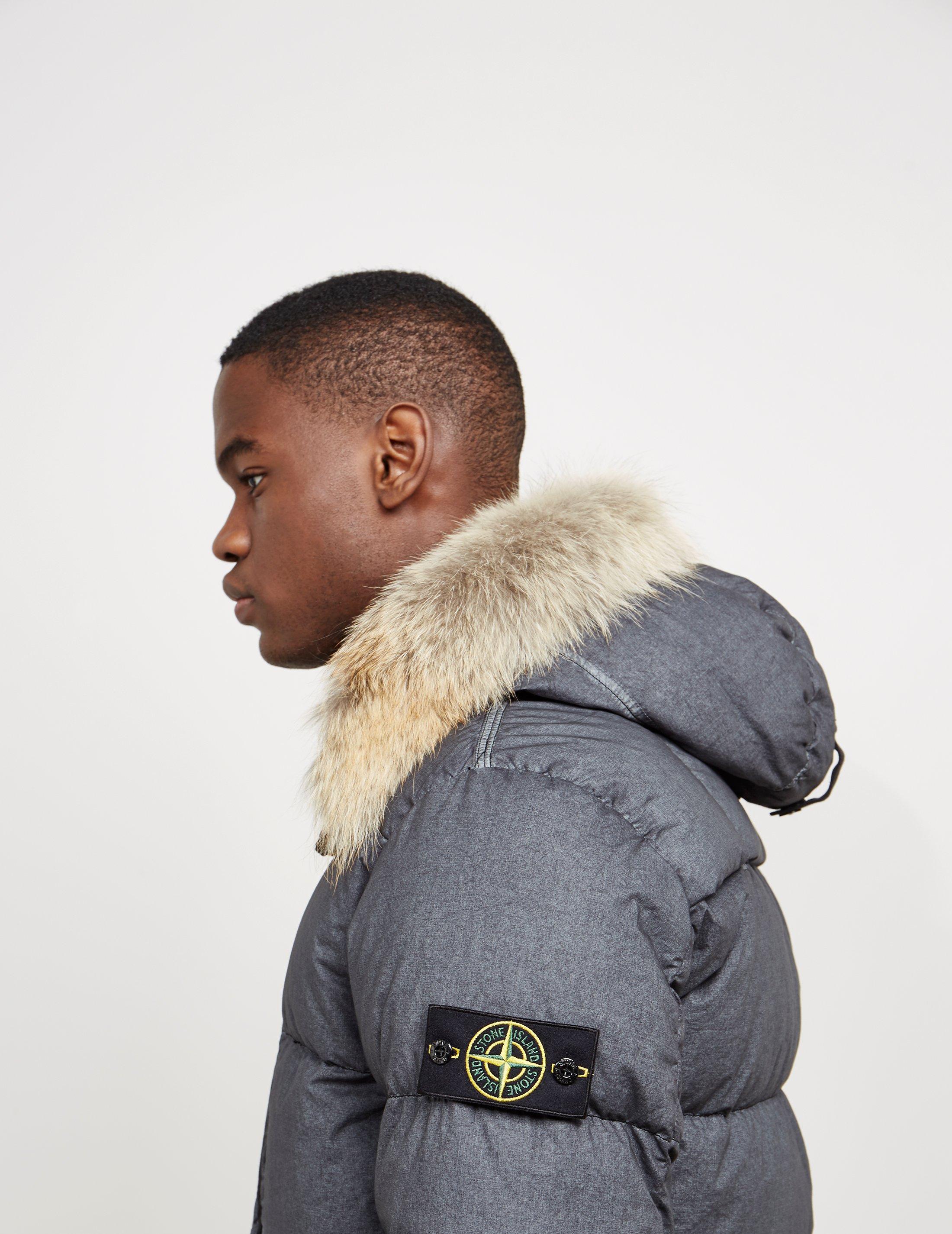 Stone Island Mens Resin Padded Fur Jacket Grey in Gray for Men - Lyst