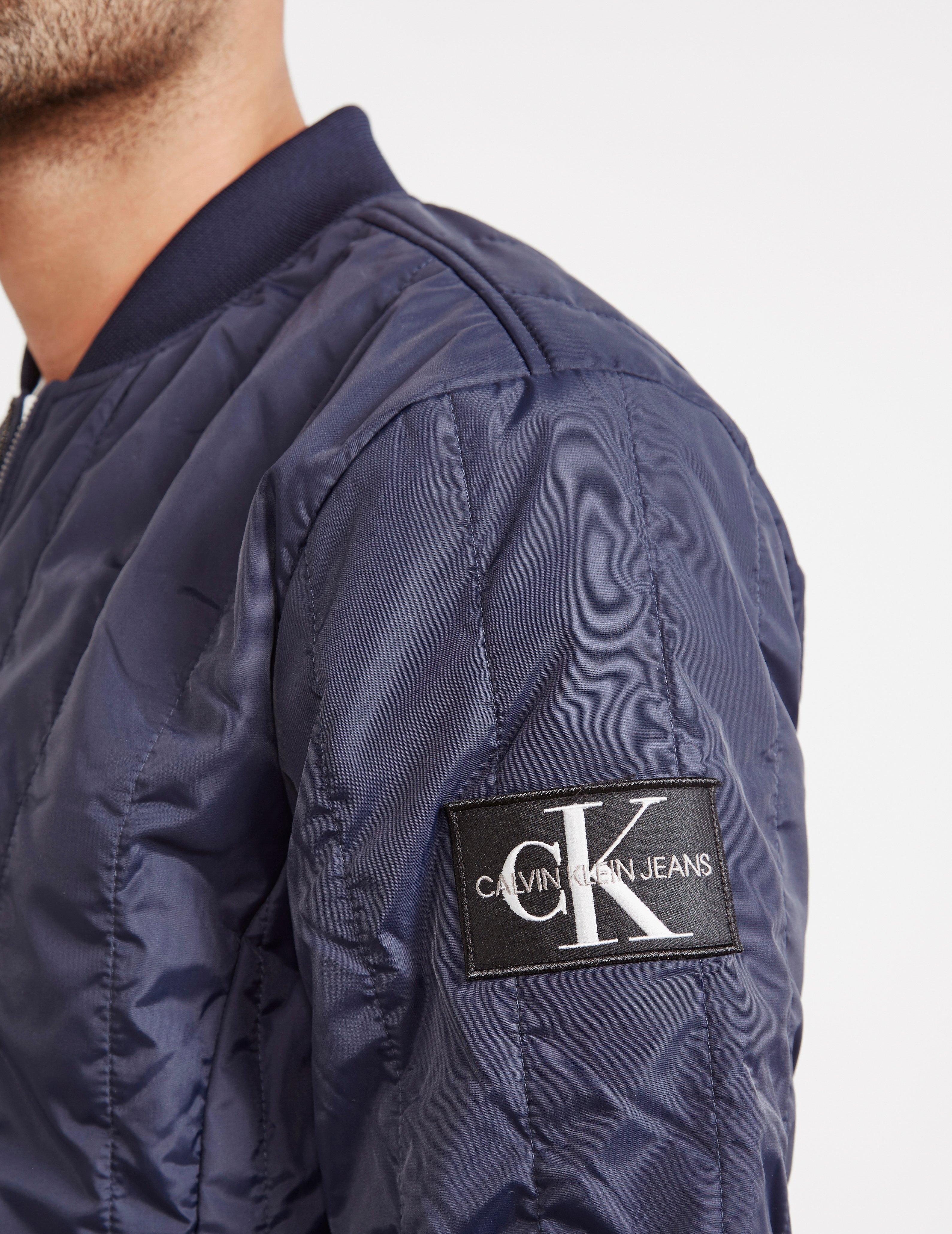 Calvin Klein Synthetic Mens Double Quilted Nylon Bomber Jacket Navy Blue  for Men | Lyst