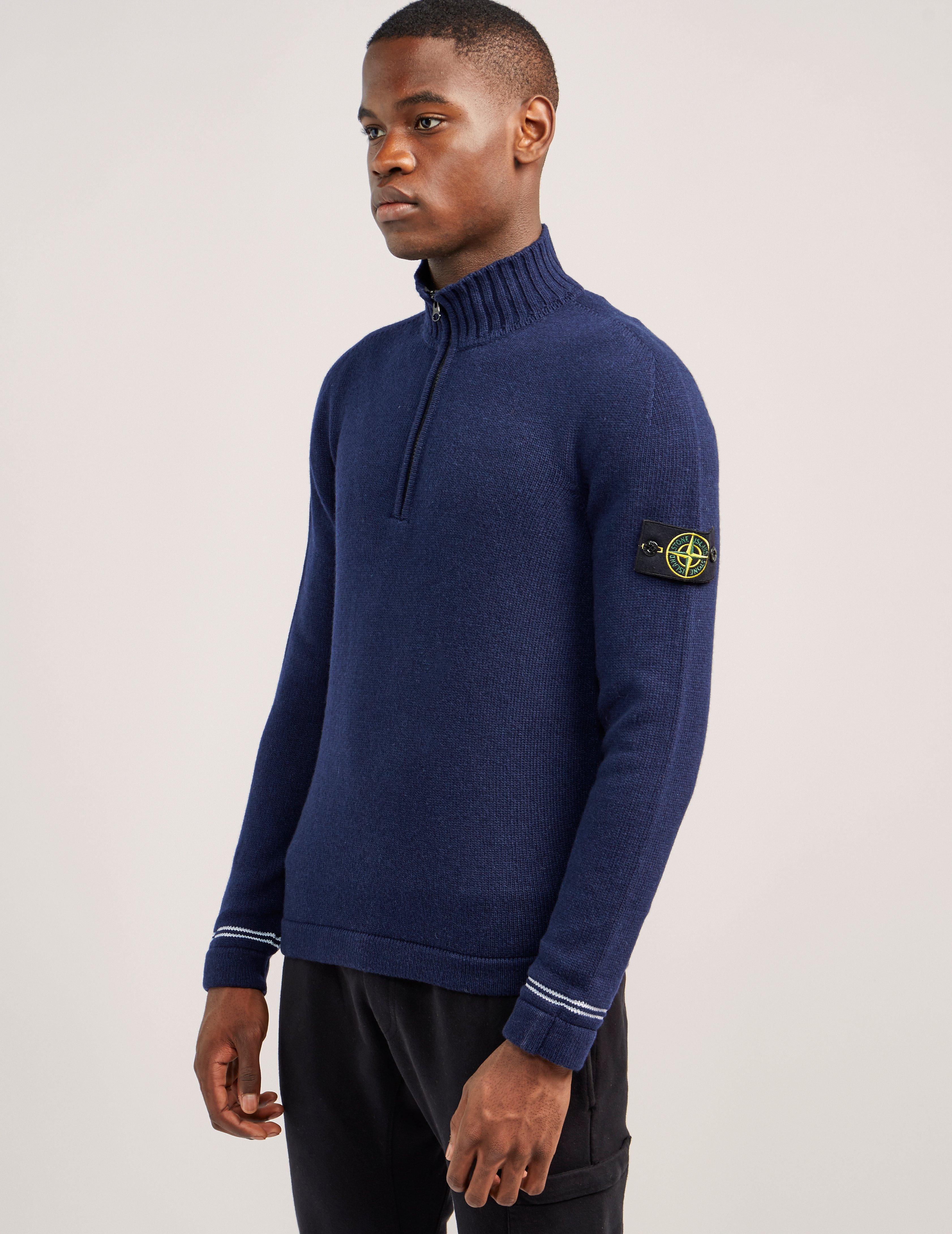 Stone Island Mens Tipped Half Zip Knit Blue, Blue for Men | Lyst