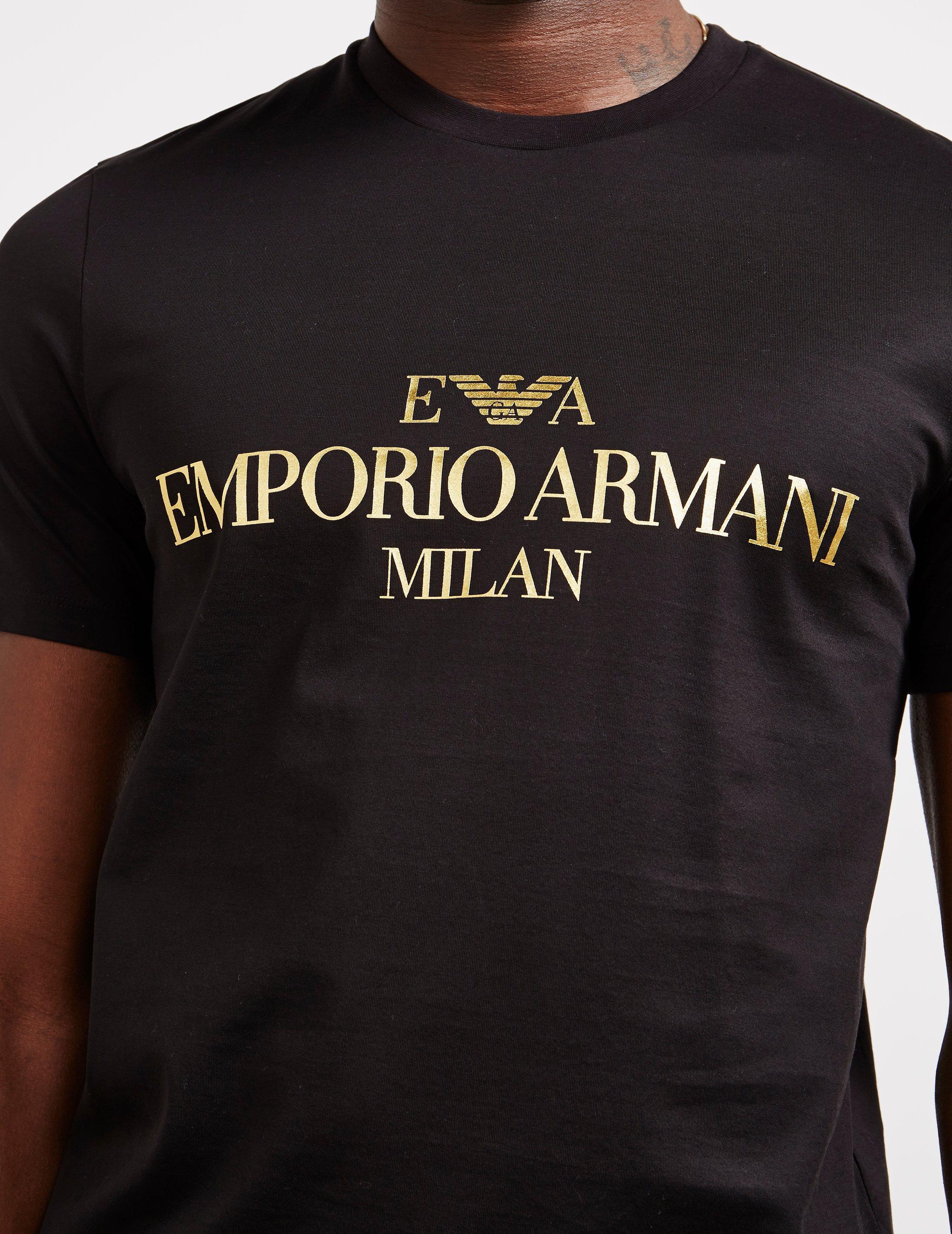 Emporio Armani Cotton Milan Short Sleeve T-shirt Black for Men - Lyst