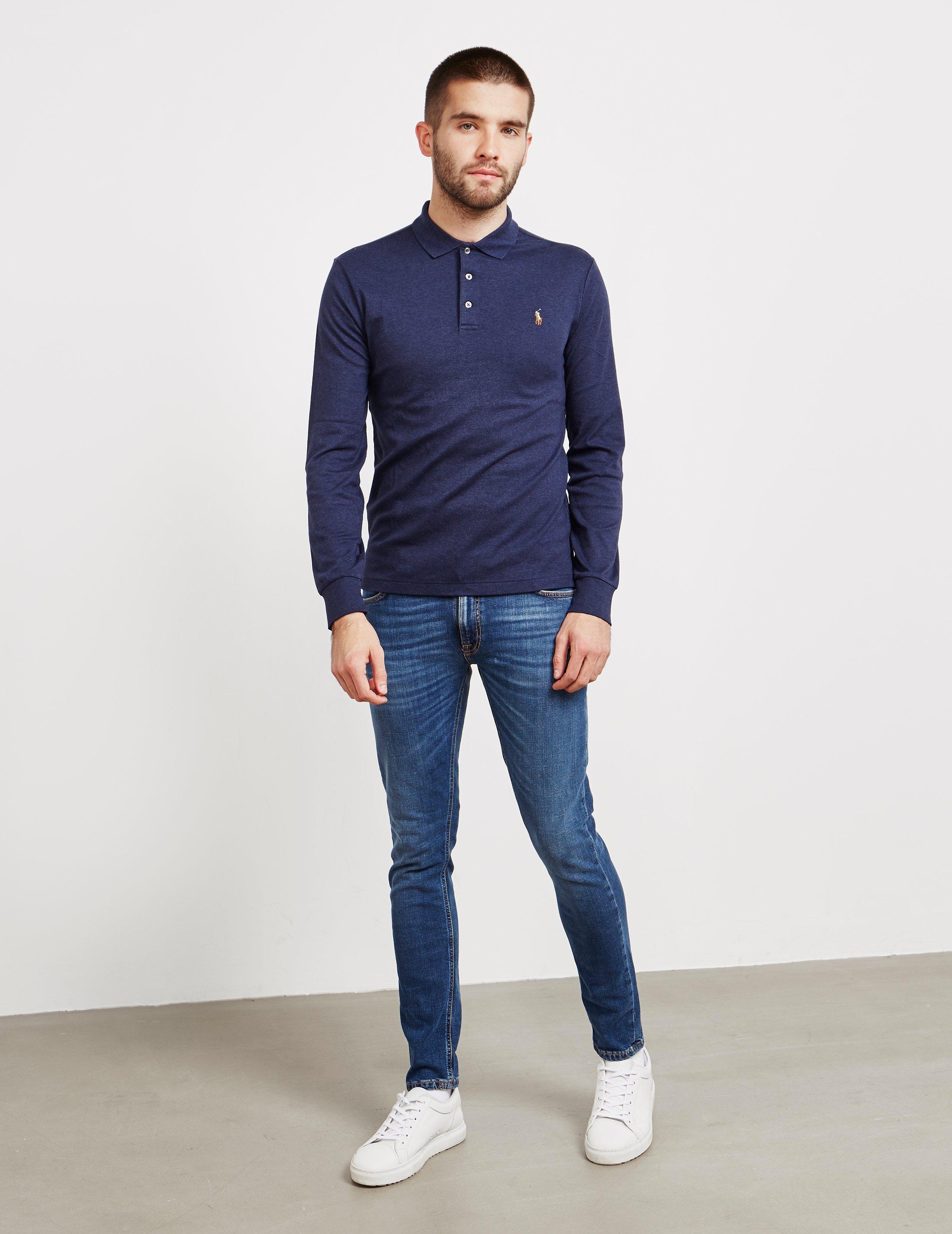 Long Sleeve Polo Shirt Navy 