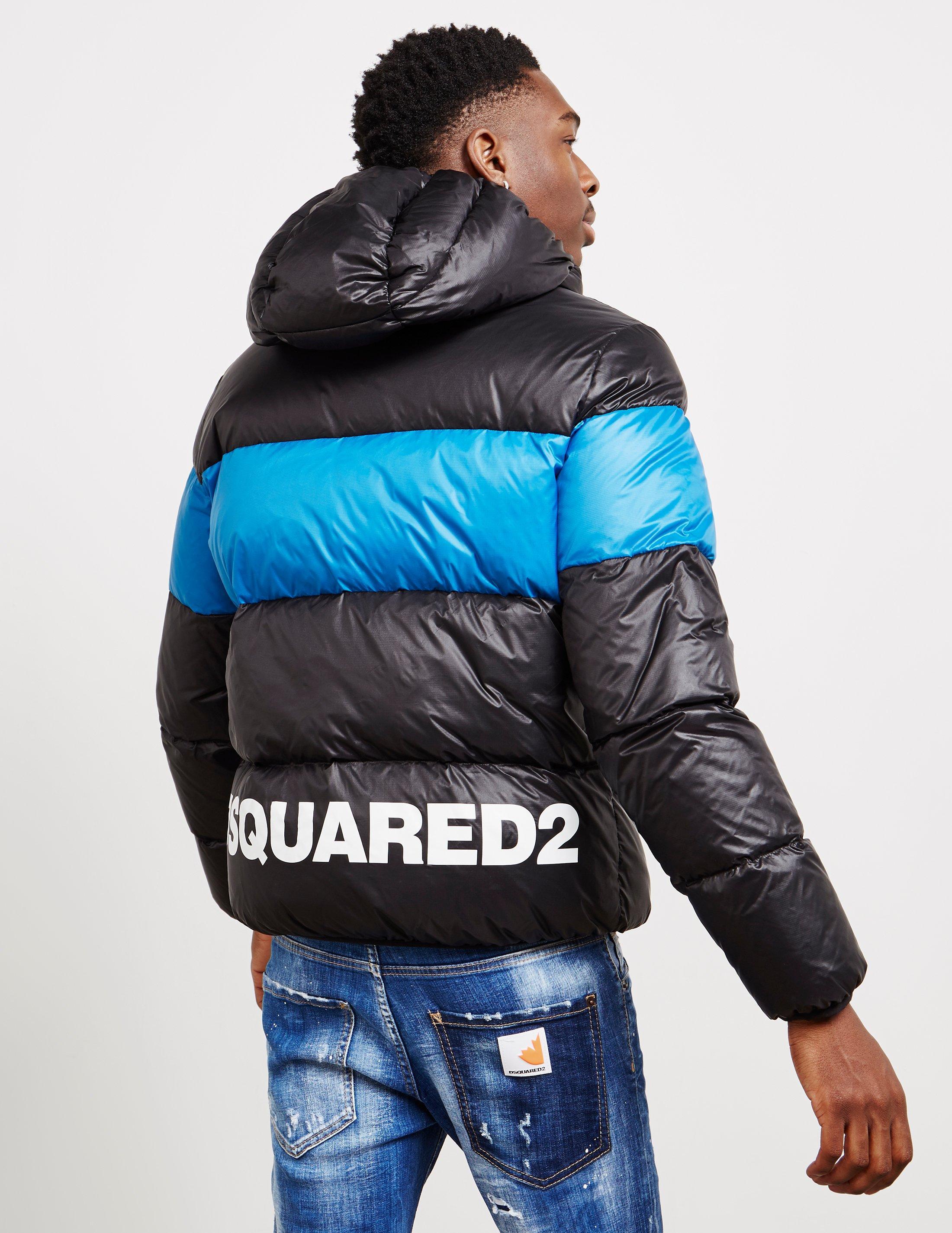 DSquared² Logo Hooded Zip-up Nylon Puffer Jacket in Black for Men 