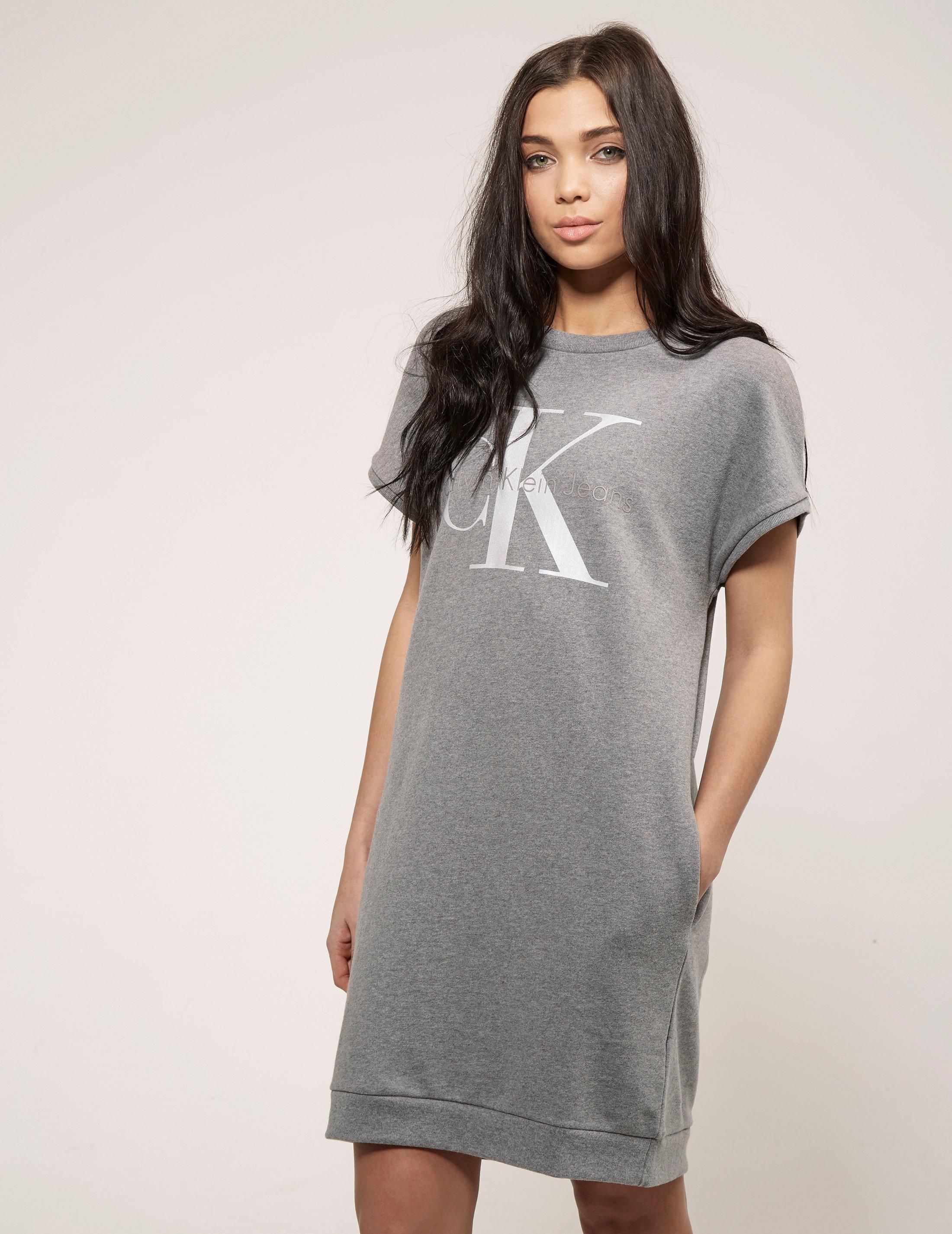 Calvin Klein Cotton True Icon Dress in Grey (Gray) - Lyst