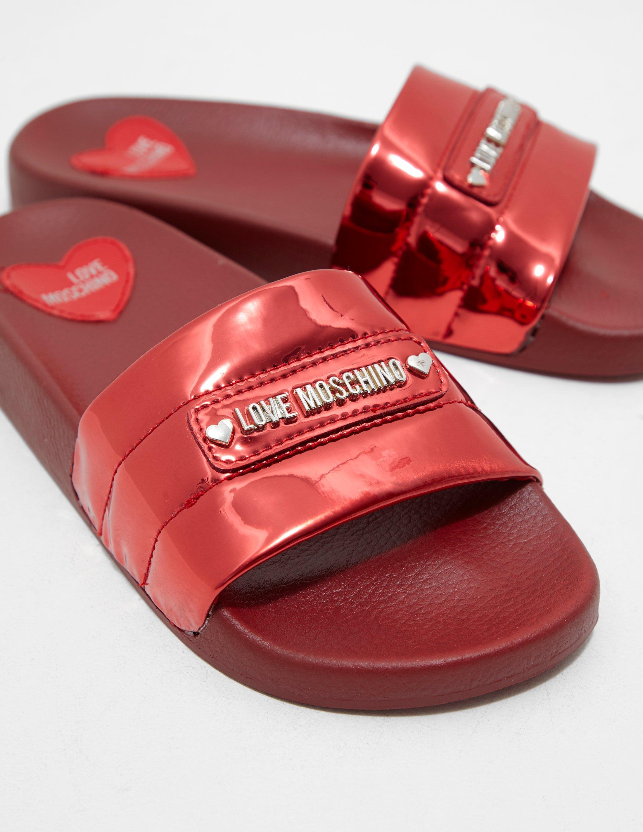Love Moschino Synthetic Quilted Slides 