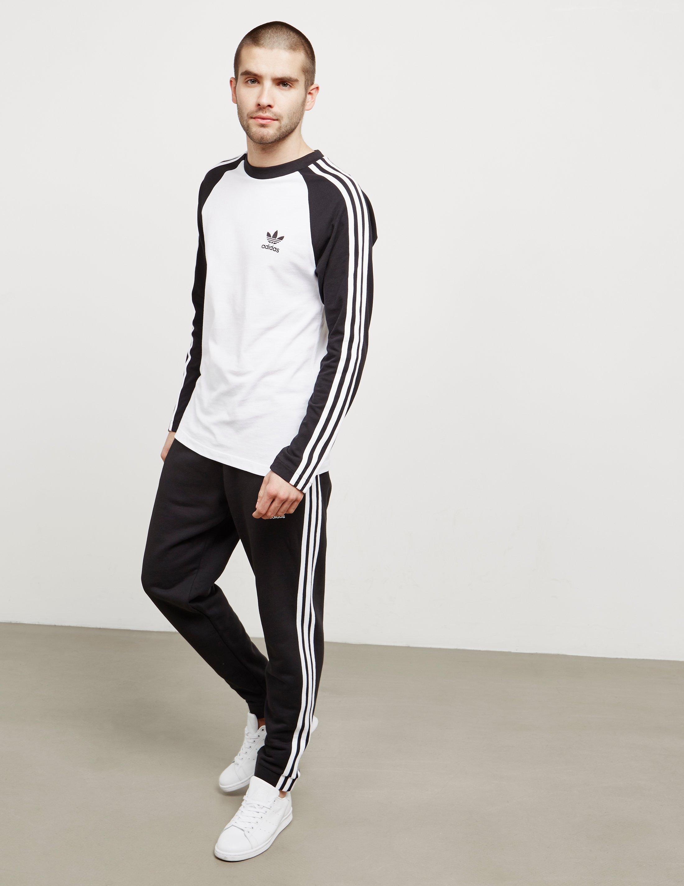 adidas Originals Cotton Mens 3-stripe Long Sleeved T-shirt White/black for  Men | Lyst