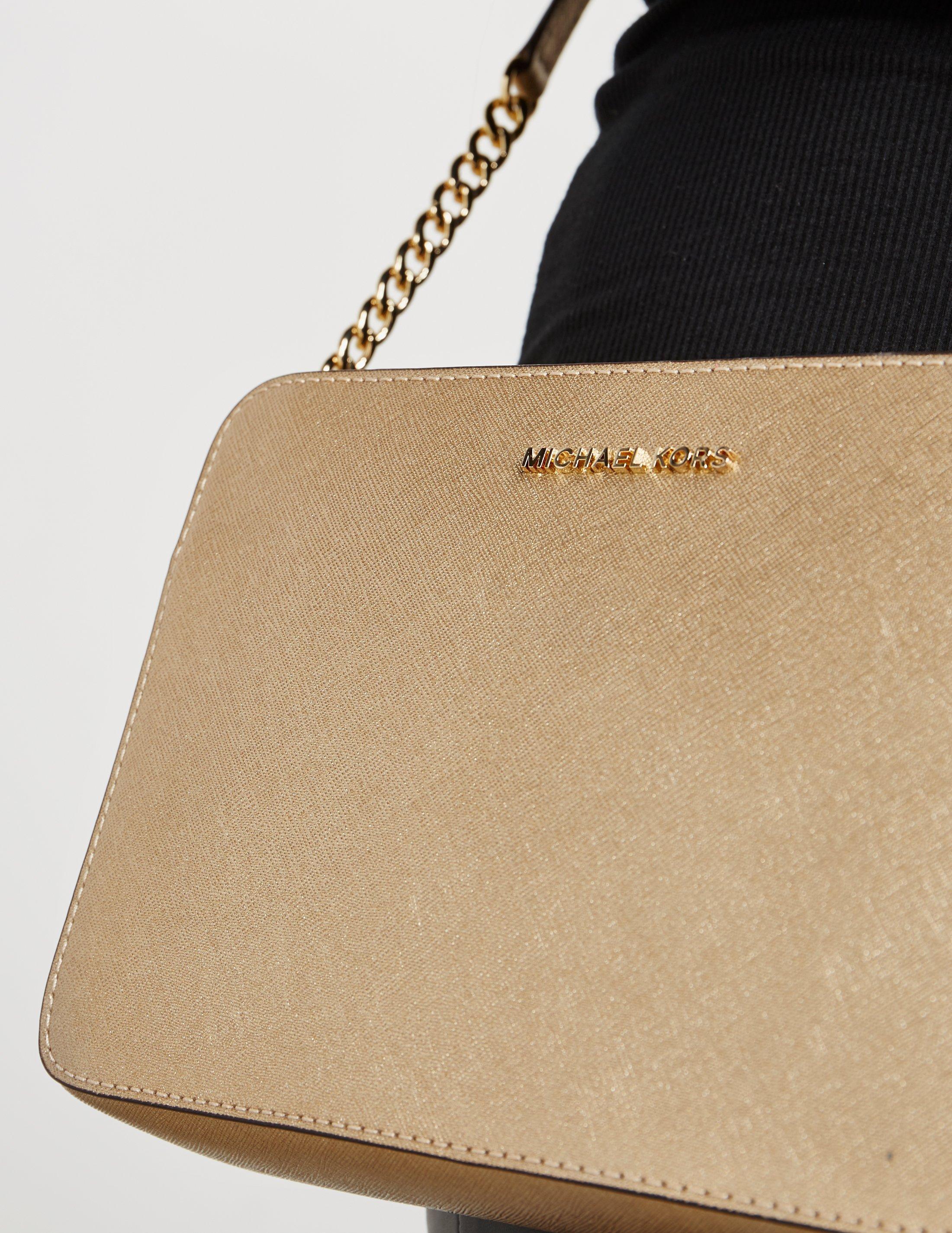 Michael Kors Leather Crossbody Metallic Bag Gold Lyst