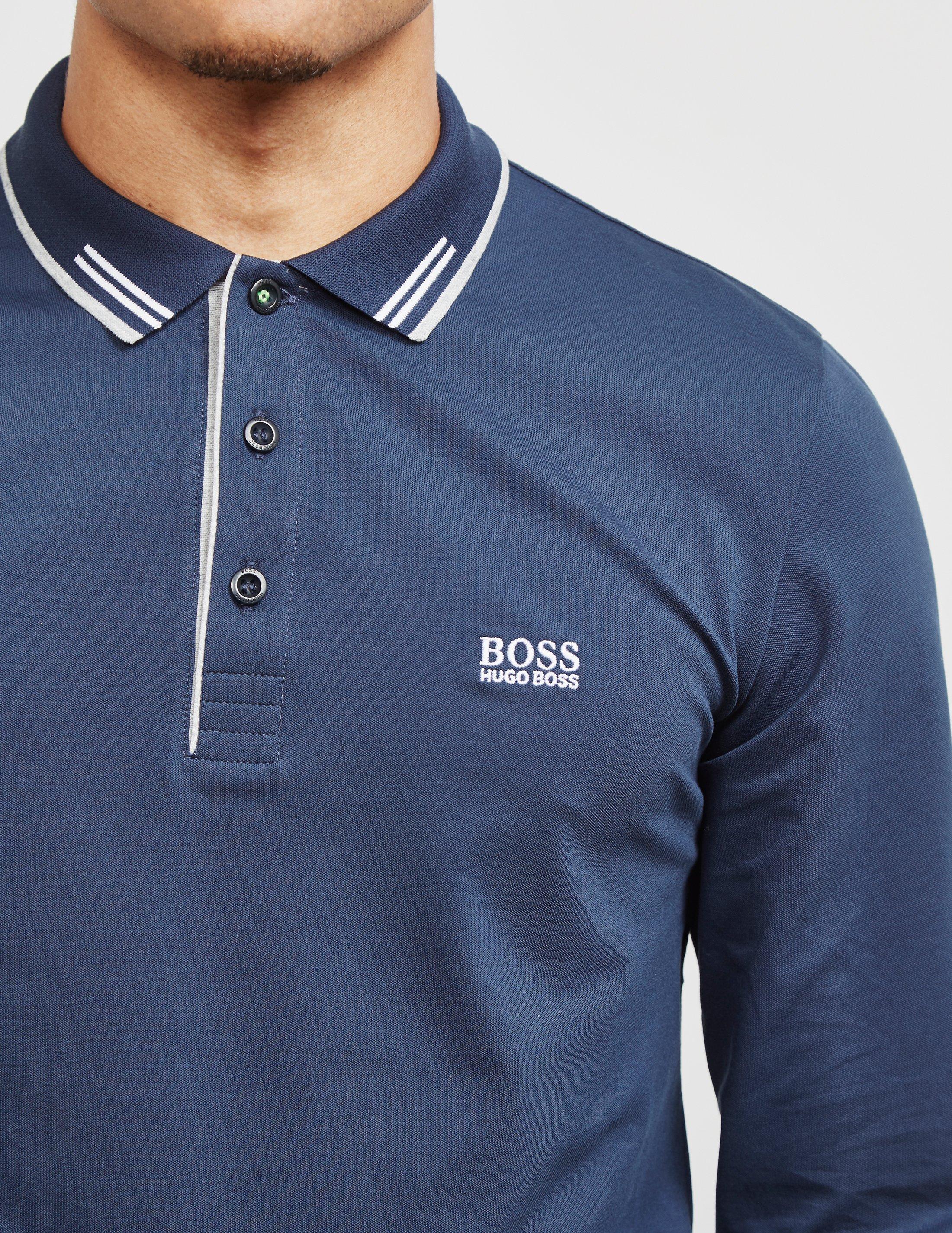 BOSS by HUGO BOSS Cotton Paulson Long Sleeve Polo Shirt Navy Blue for Men |  Lyst