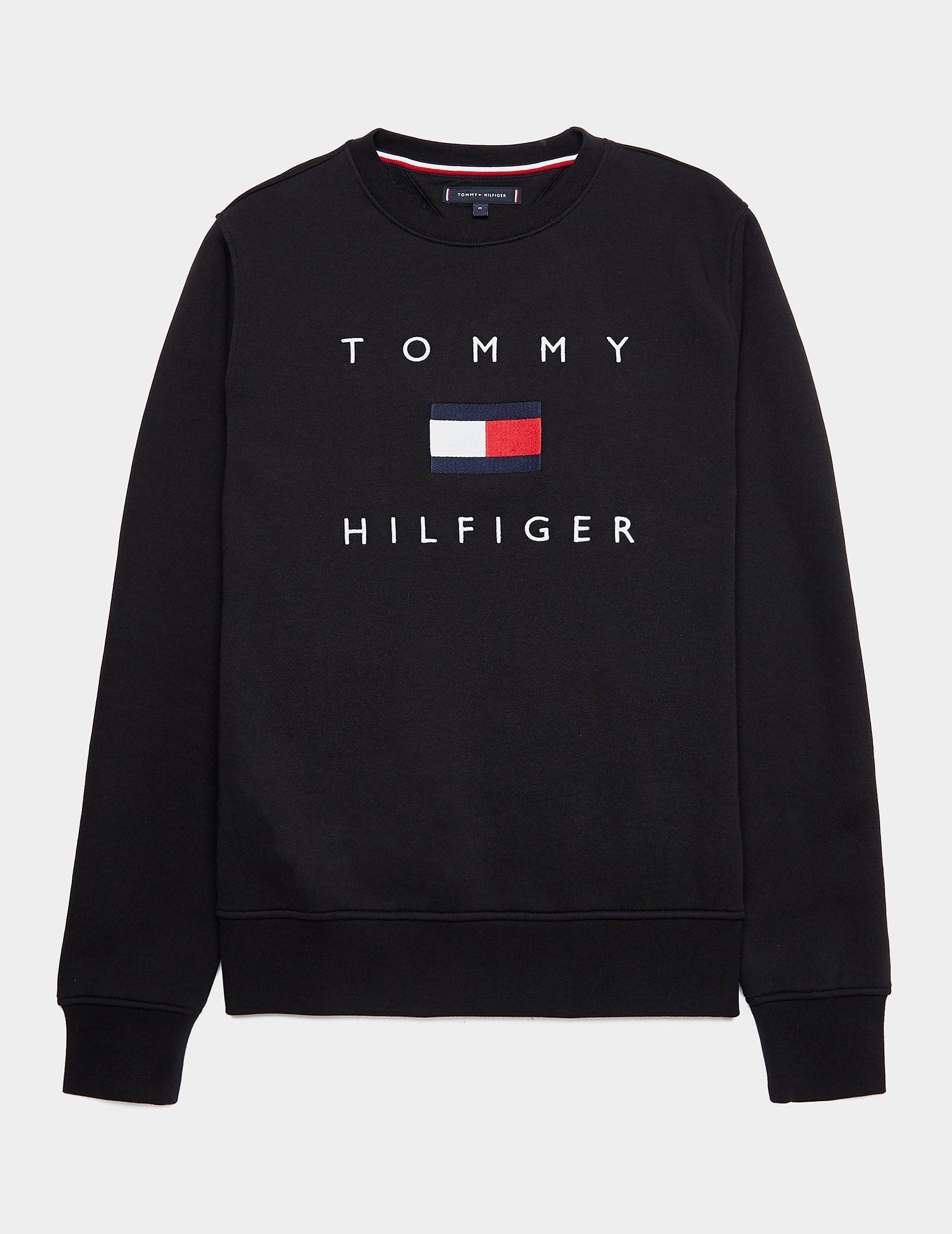 Tommy Hilfiger Cotton Tommy Flag Sweatshirt in Black/Black (Black) - Lyst