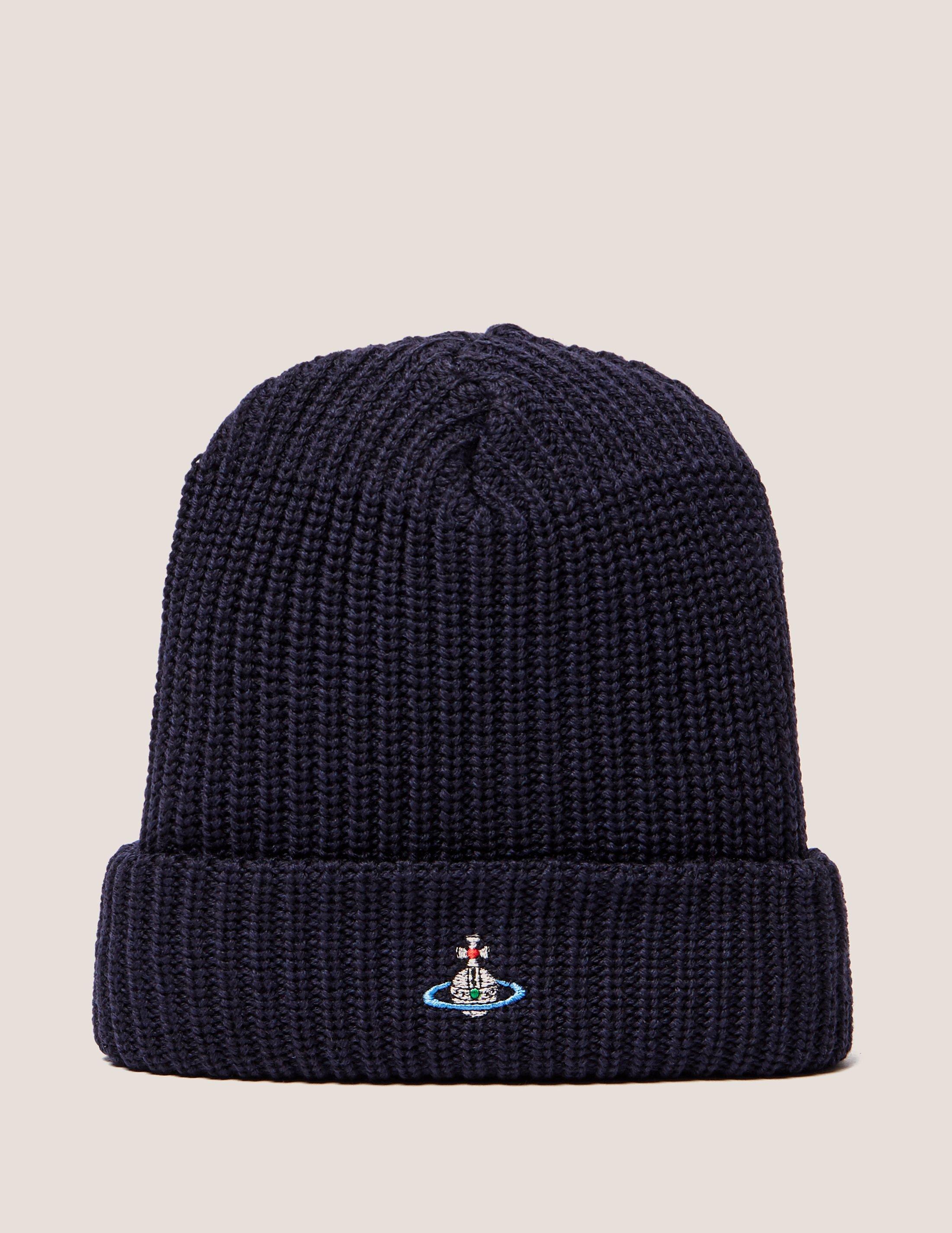 Vivienne Westwood Wool Orb Knitted Beanie in Navy (Blue) for Men Lyst
