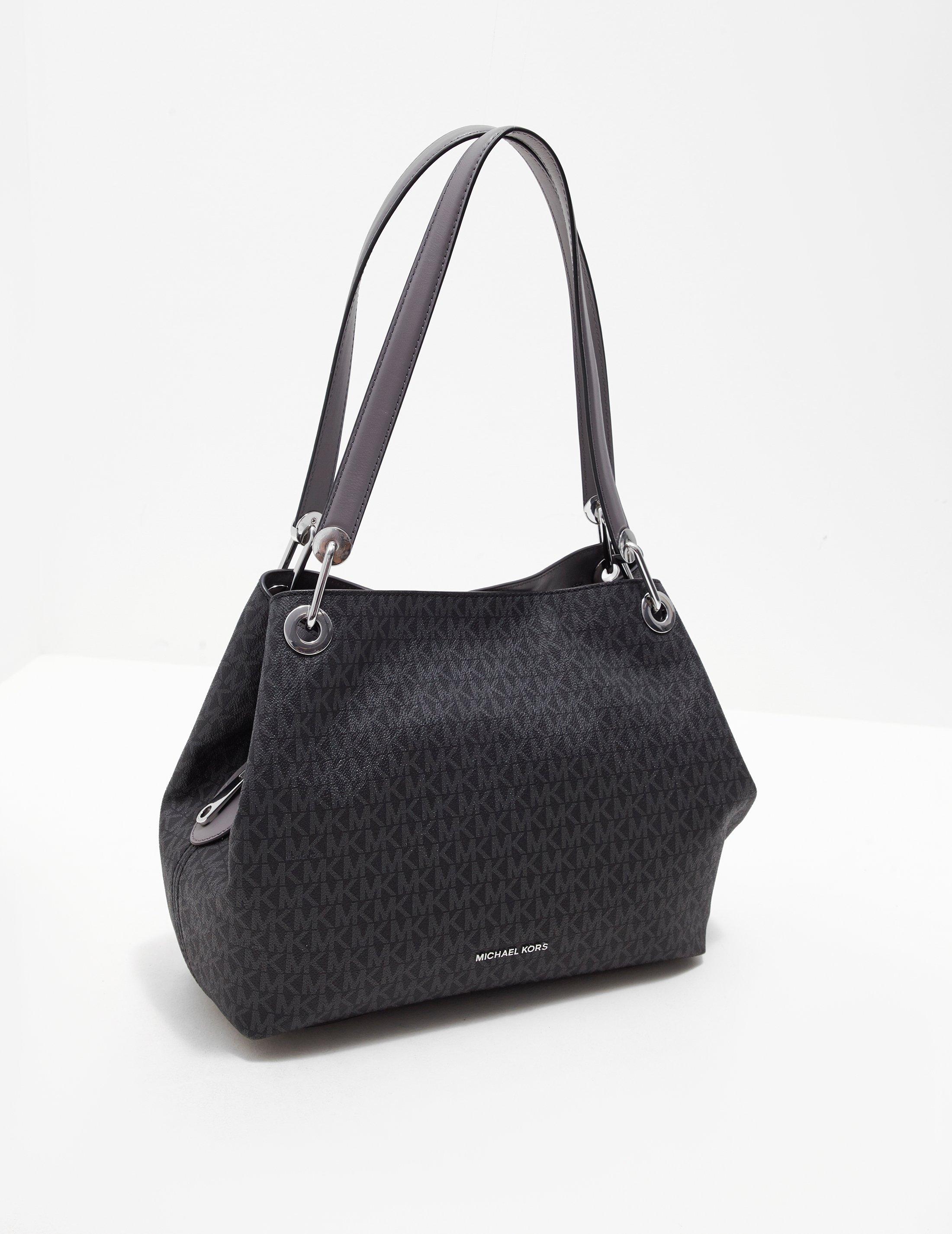 Michael Kors Raven Large Leather Shoulder Bag in Black (Black) (Black