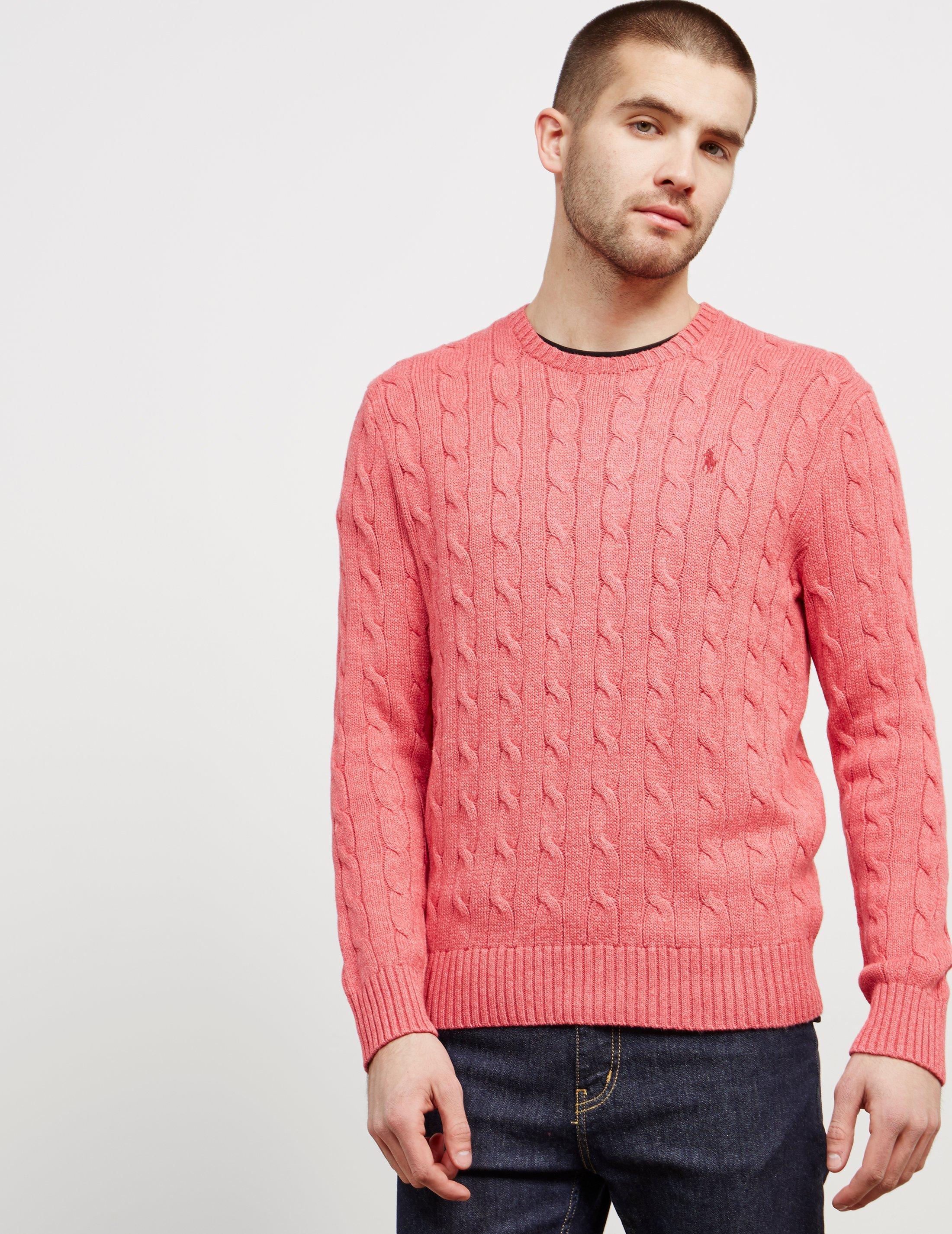 Polo Ralph Lauren Cotton Mens Cable Knit Jumper Pink for Men - Lyst