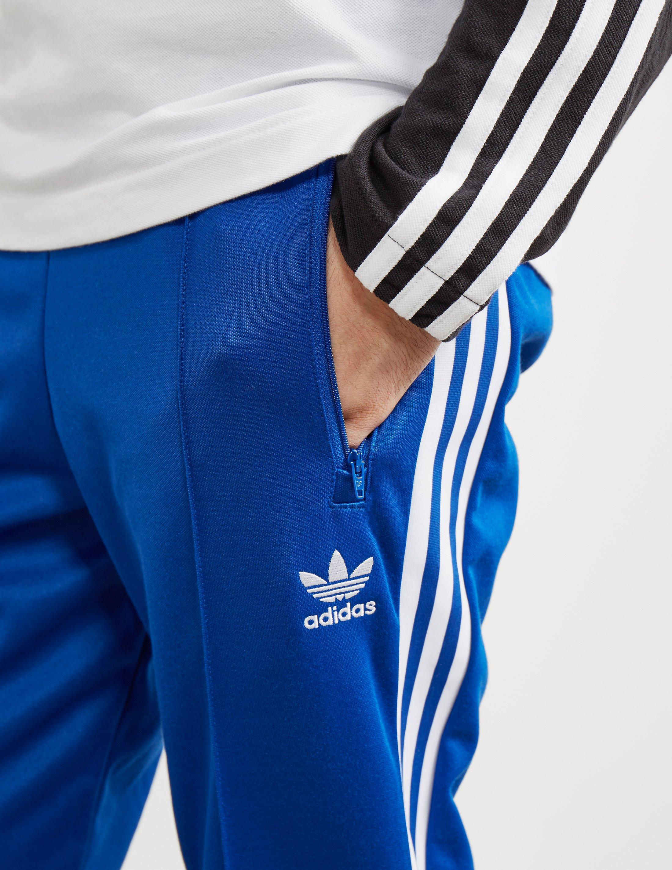adidas Originals Cotton Mens Beckenbauer Cuffed Track Pants Royal Blue