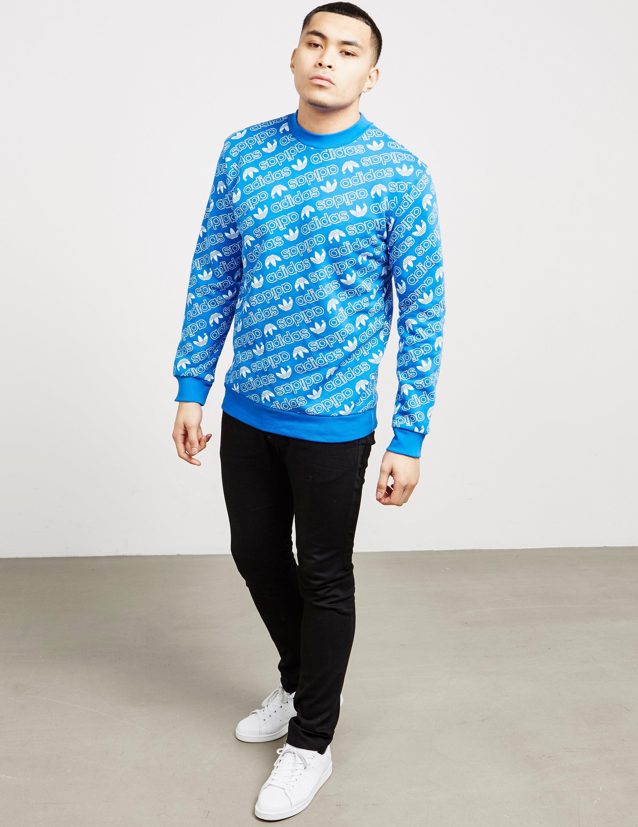 adidas Originals All Over Print Crew Sweatshirt Blue for Men | Lyst