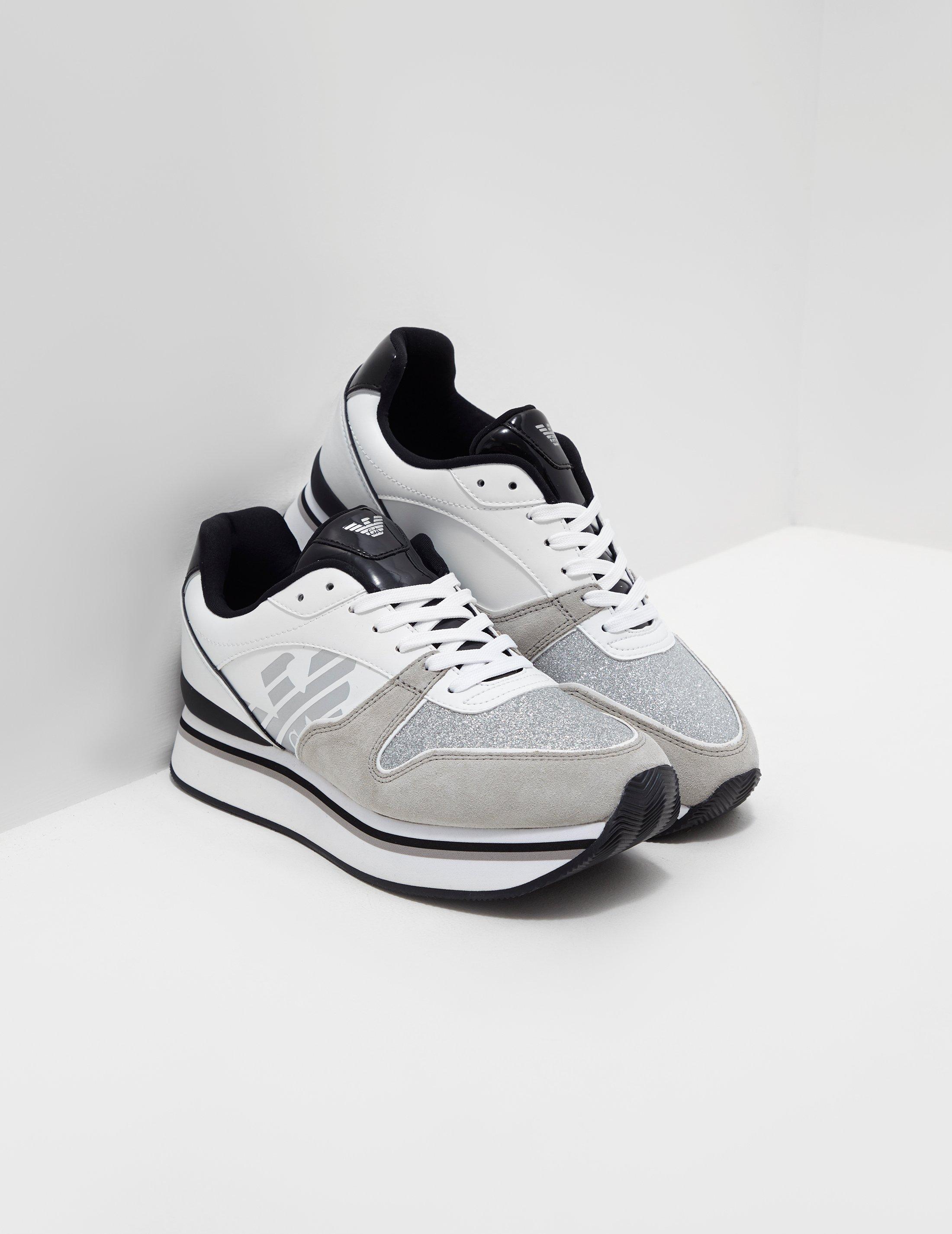 womens white armani trainers