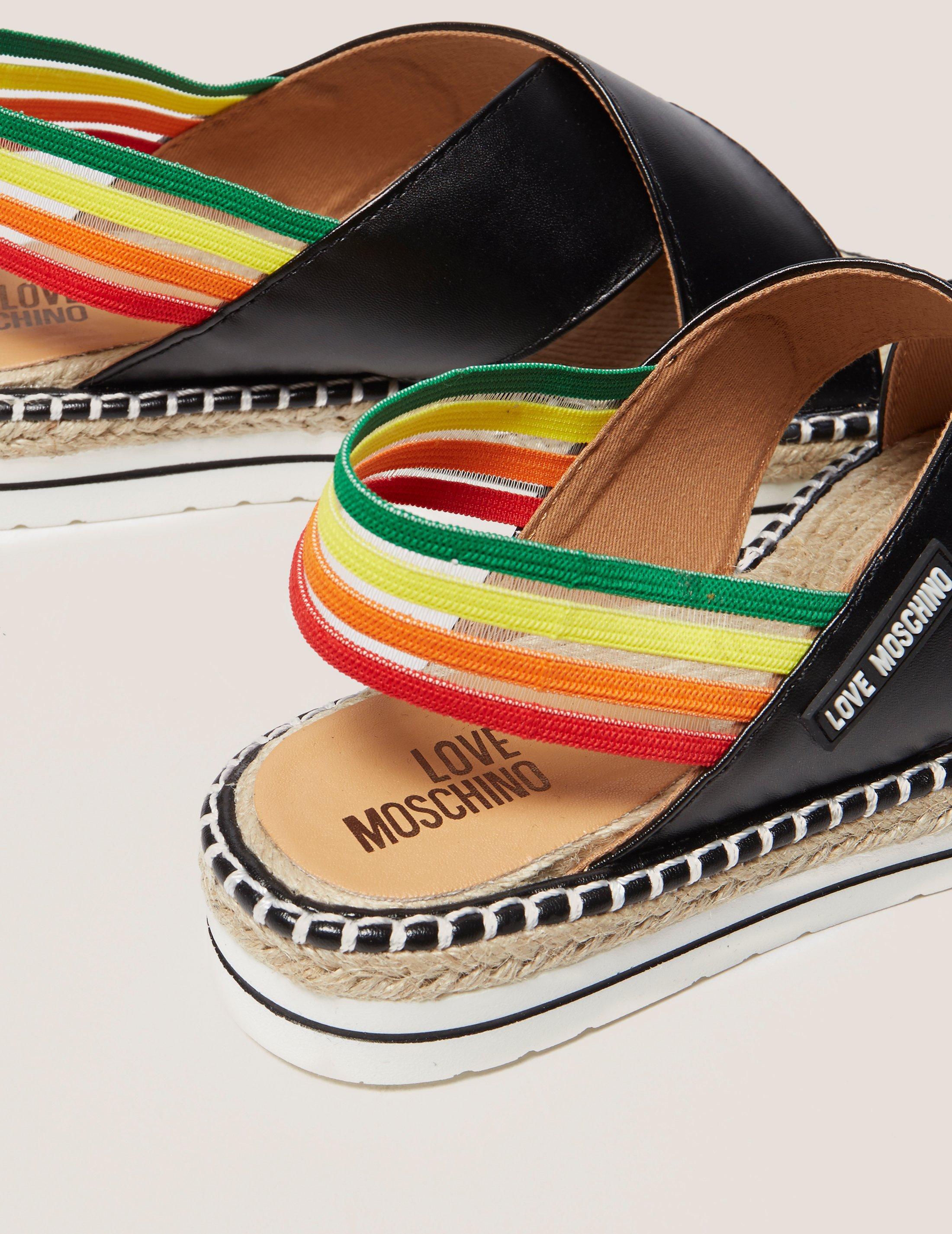 Love Moschino Leather Rainbow Sandals in Black Lyst