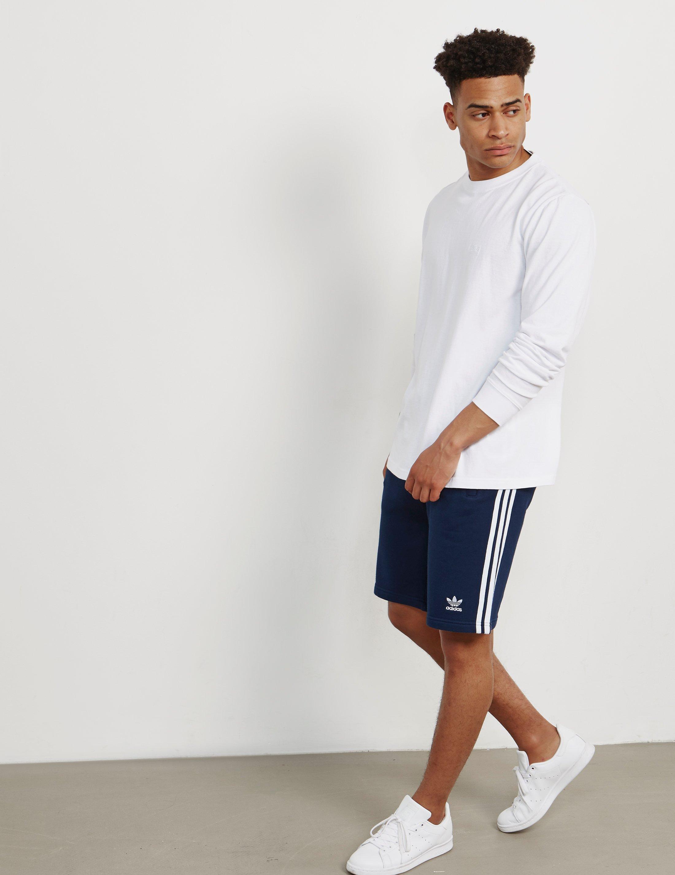 adidas Originals Mens 3-stripes Fleece Shorts Navy Blue for Men | Lyst