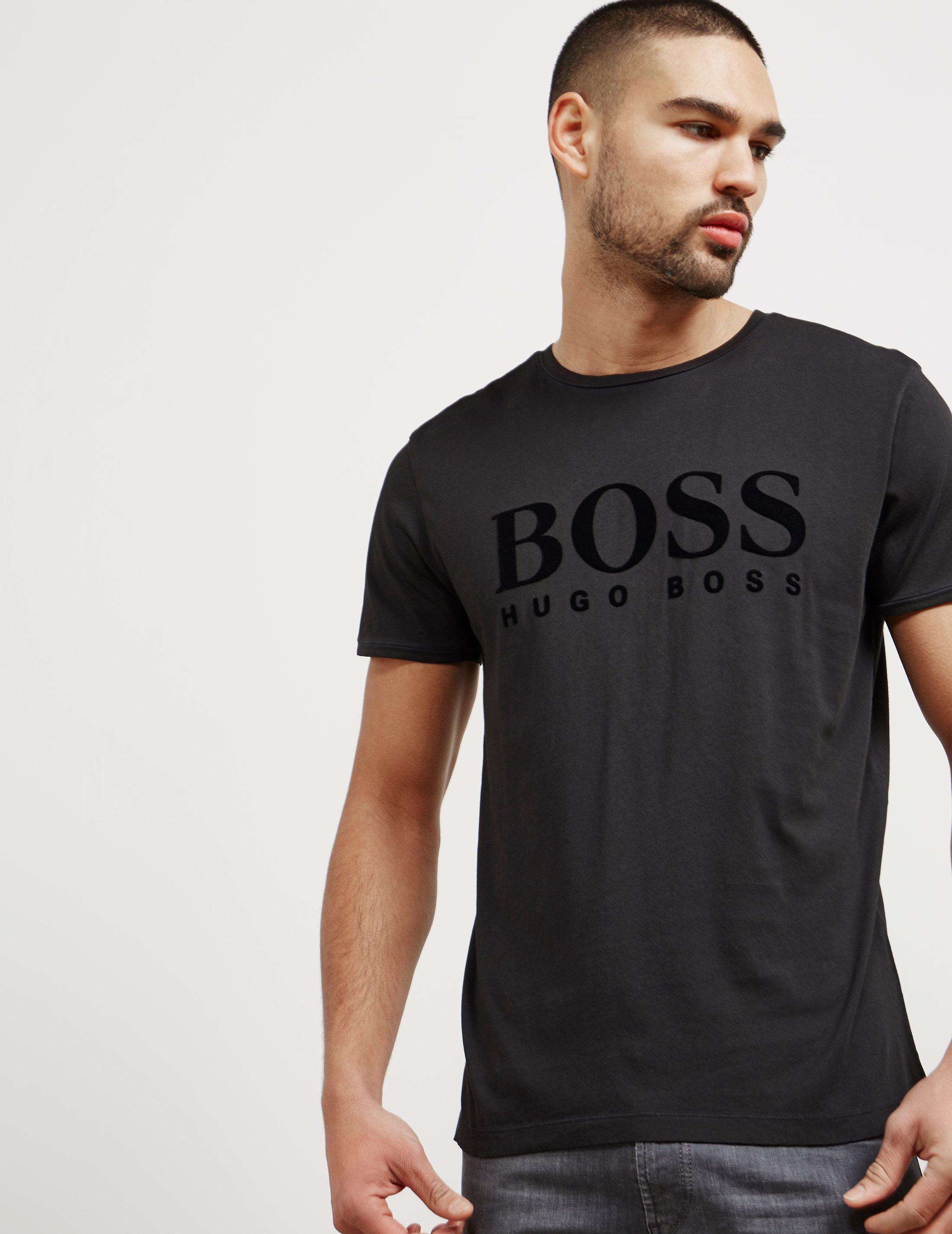 BOSS by HUGO BOSS Mens Tomlouis Flock Short Sleeve T-shirt Black for Men |  Lyst