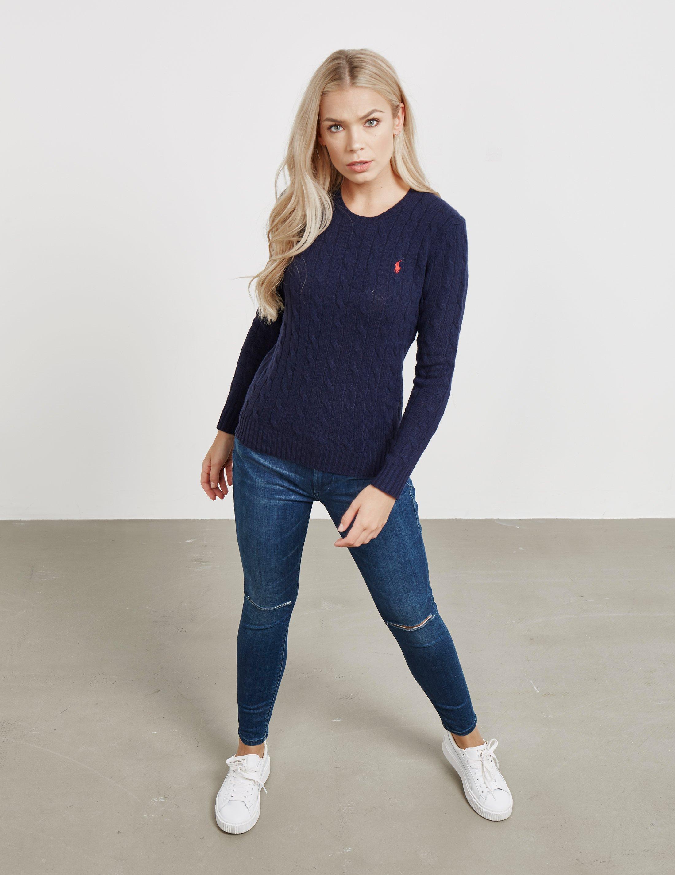 Polo Ralph Lauren Wool Womens Juliana Knitted Jumper Navy Blue | Lyst