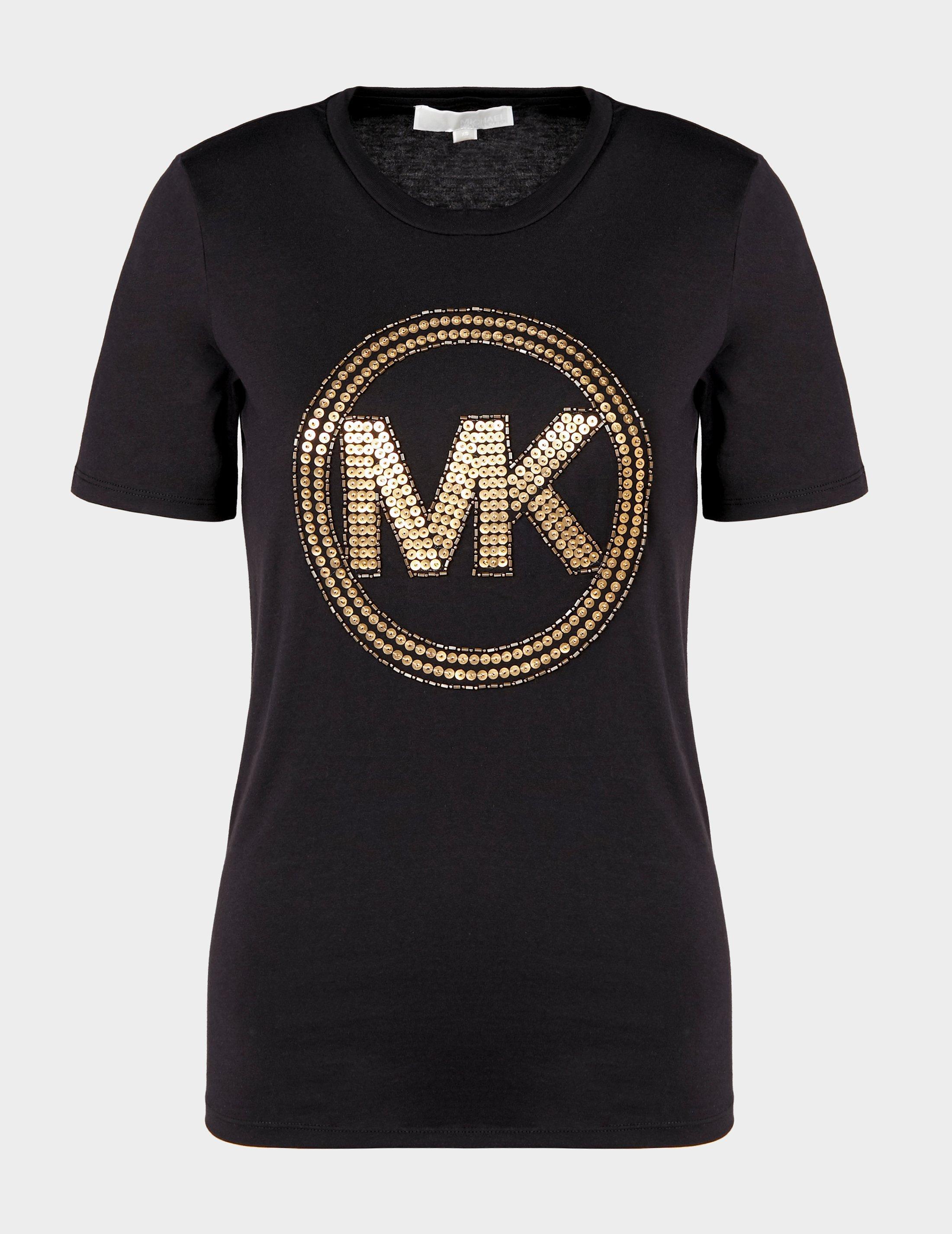 Michael Kors Sequin Logo T-shirt Black/black - Lyst