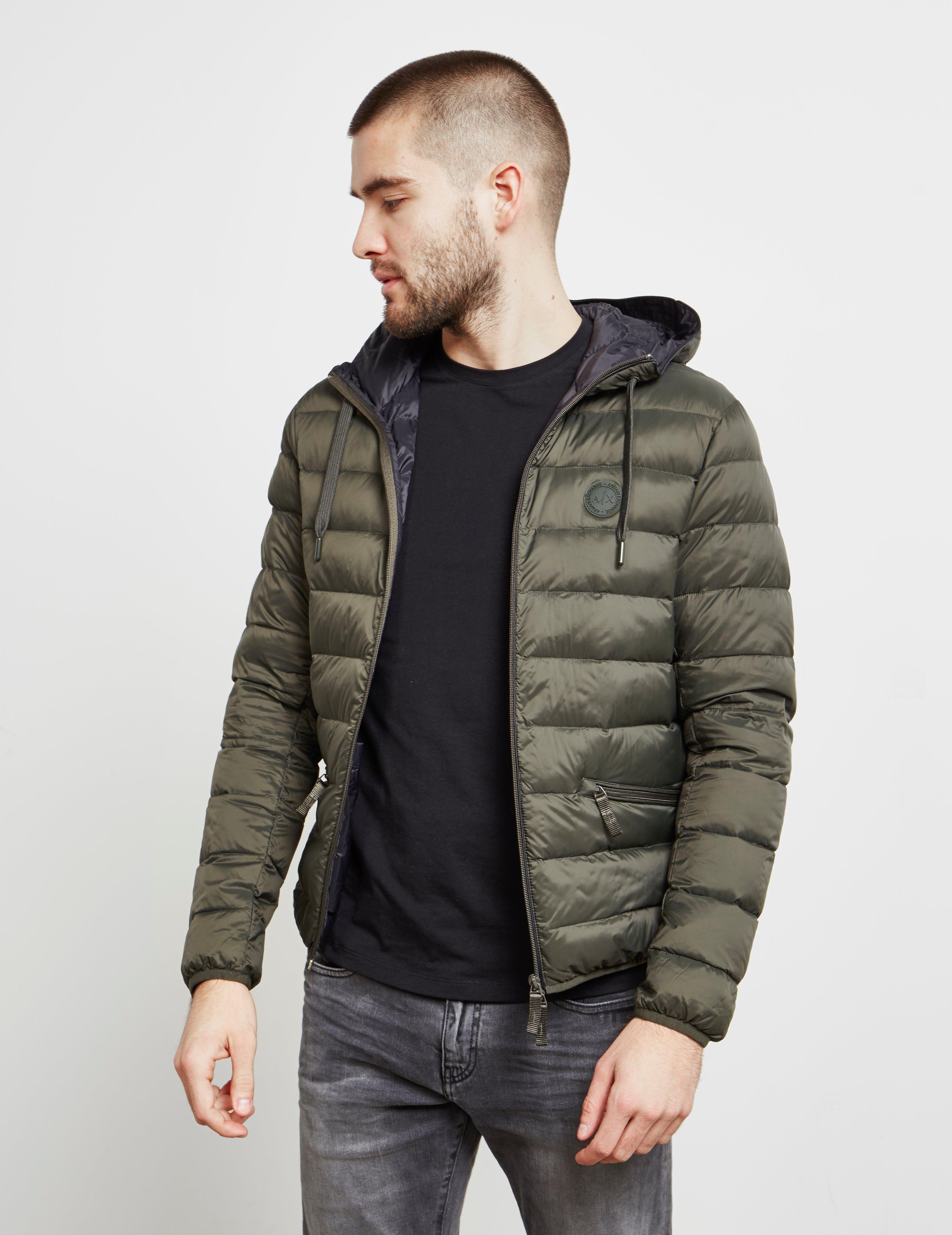 armani exchange lightweight hooded down jacket