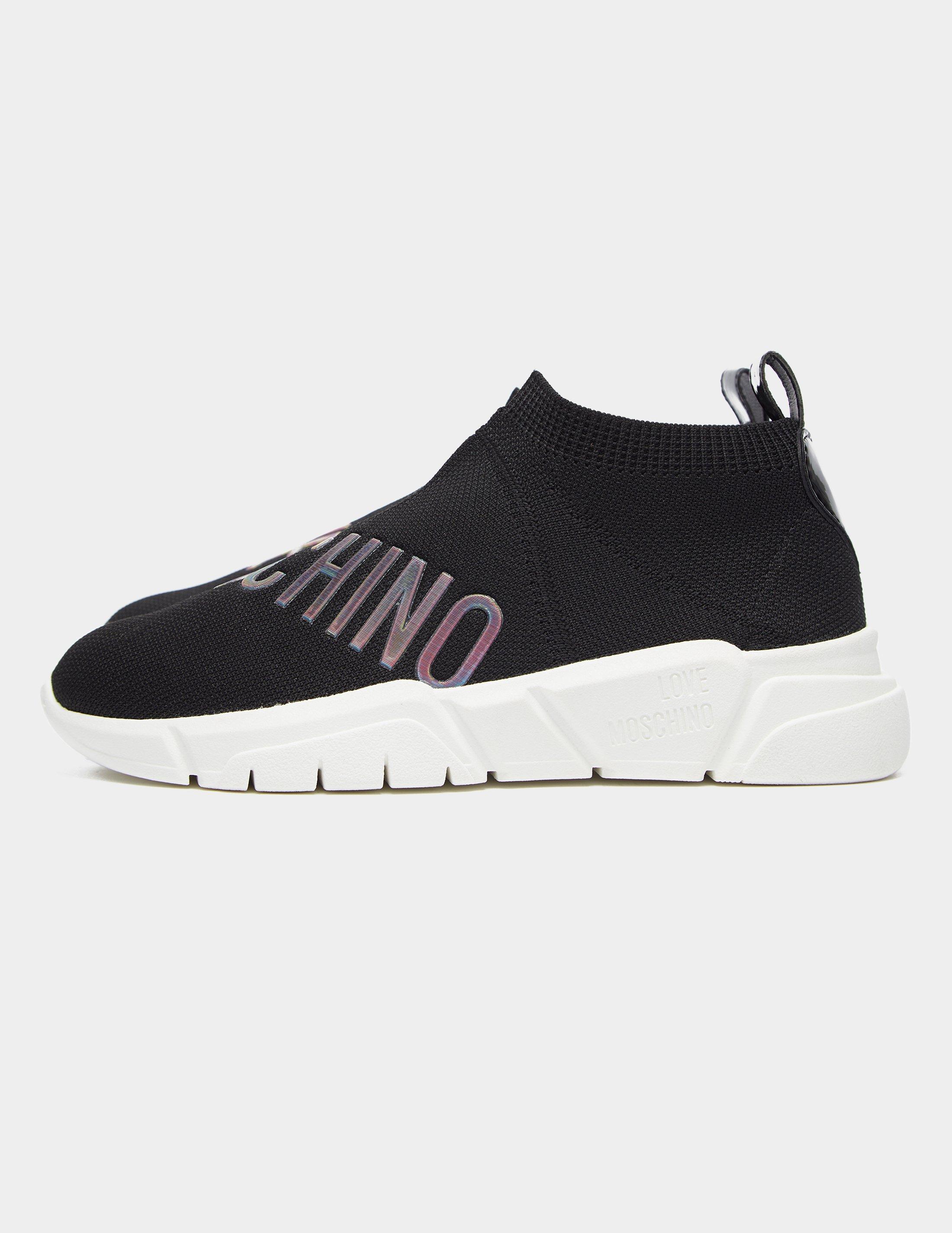 love moschino rainbow logo sock trainers