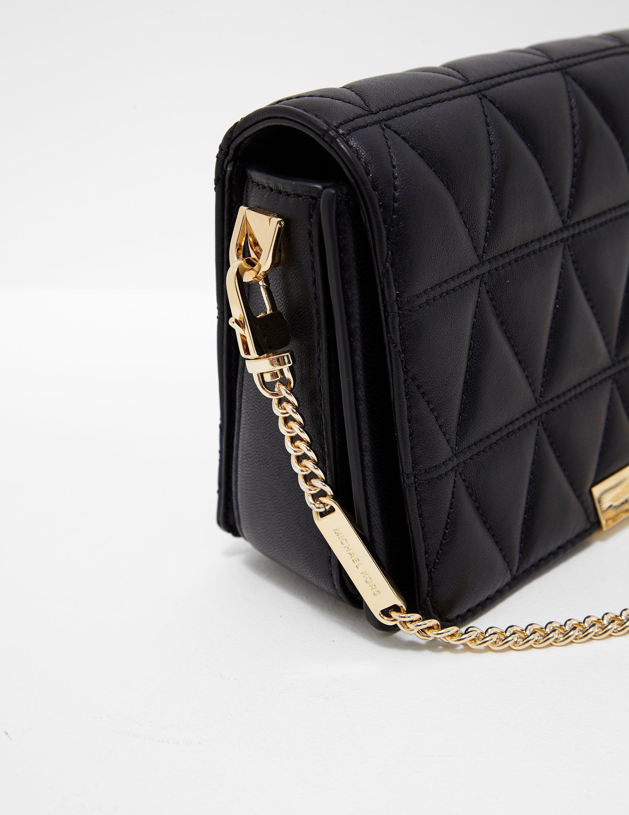 Michael Kors Leather Womens Jade Quilted Clutch Bag Black/gold Lyst