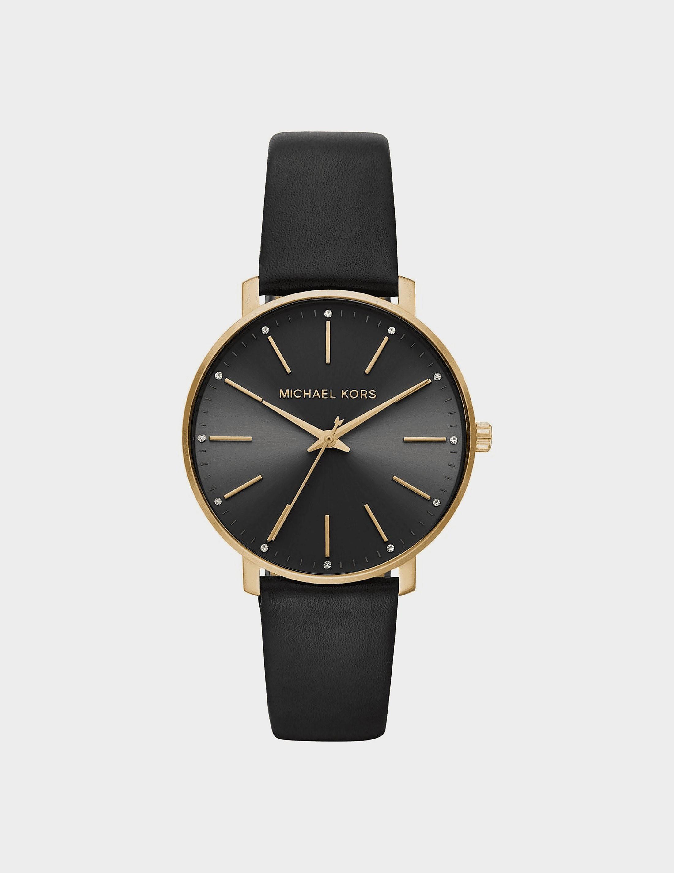 Michael Kors Leather Watch in Black | Lyst