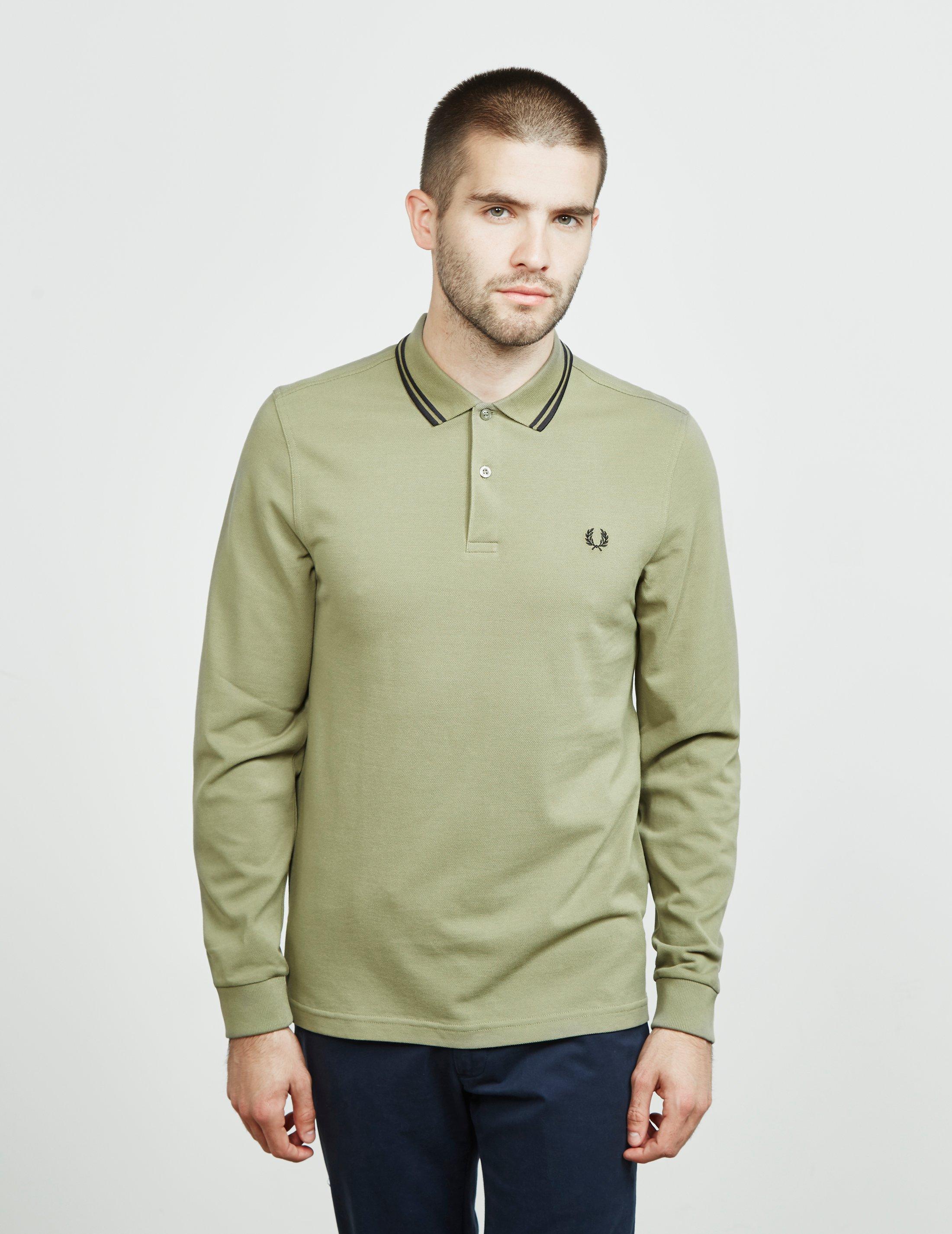 fred perry long sleeve polo grey
